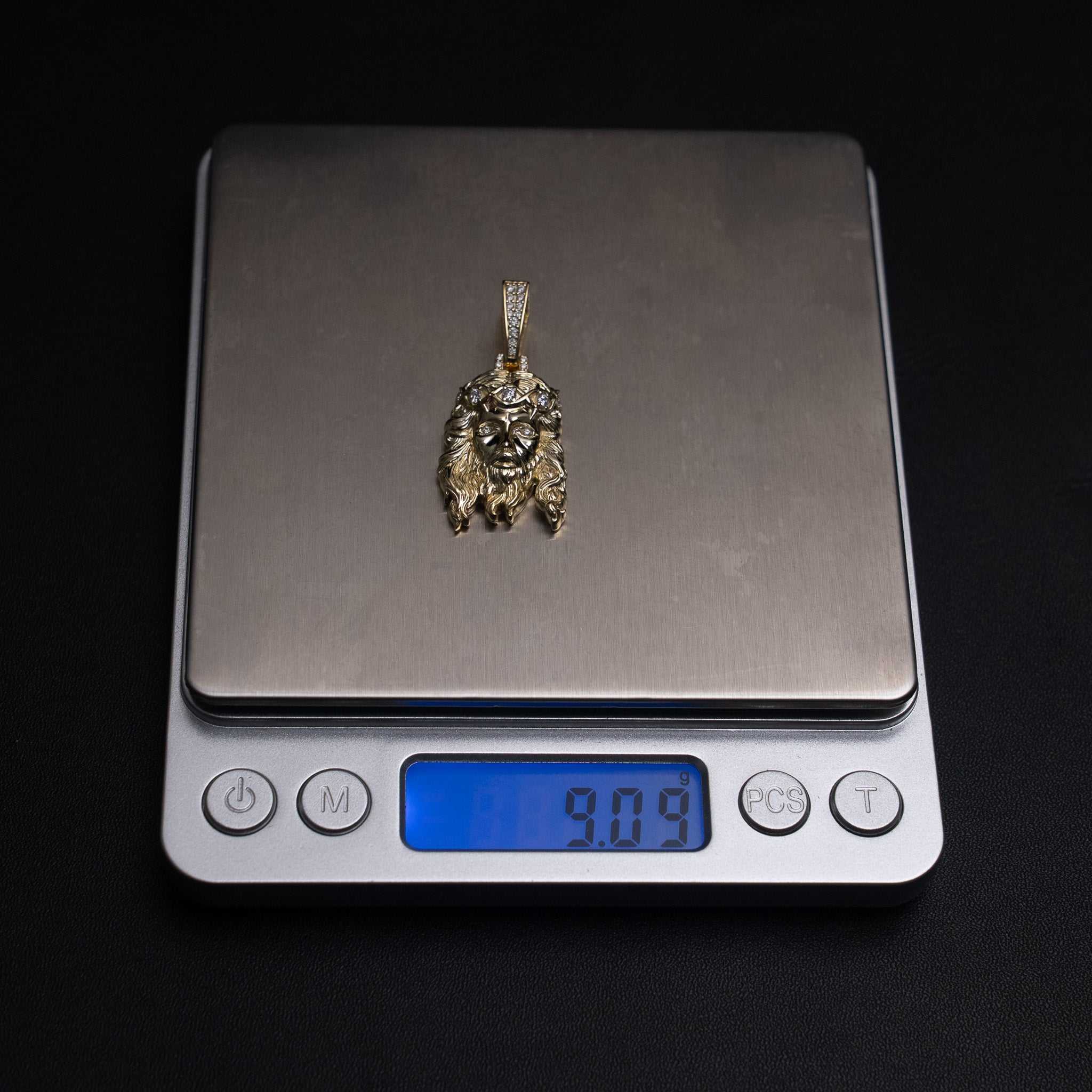 Moissanite Jesus Piece Head Pendant 14K Gold Plated Solid 925 Sterling Silver