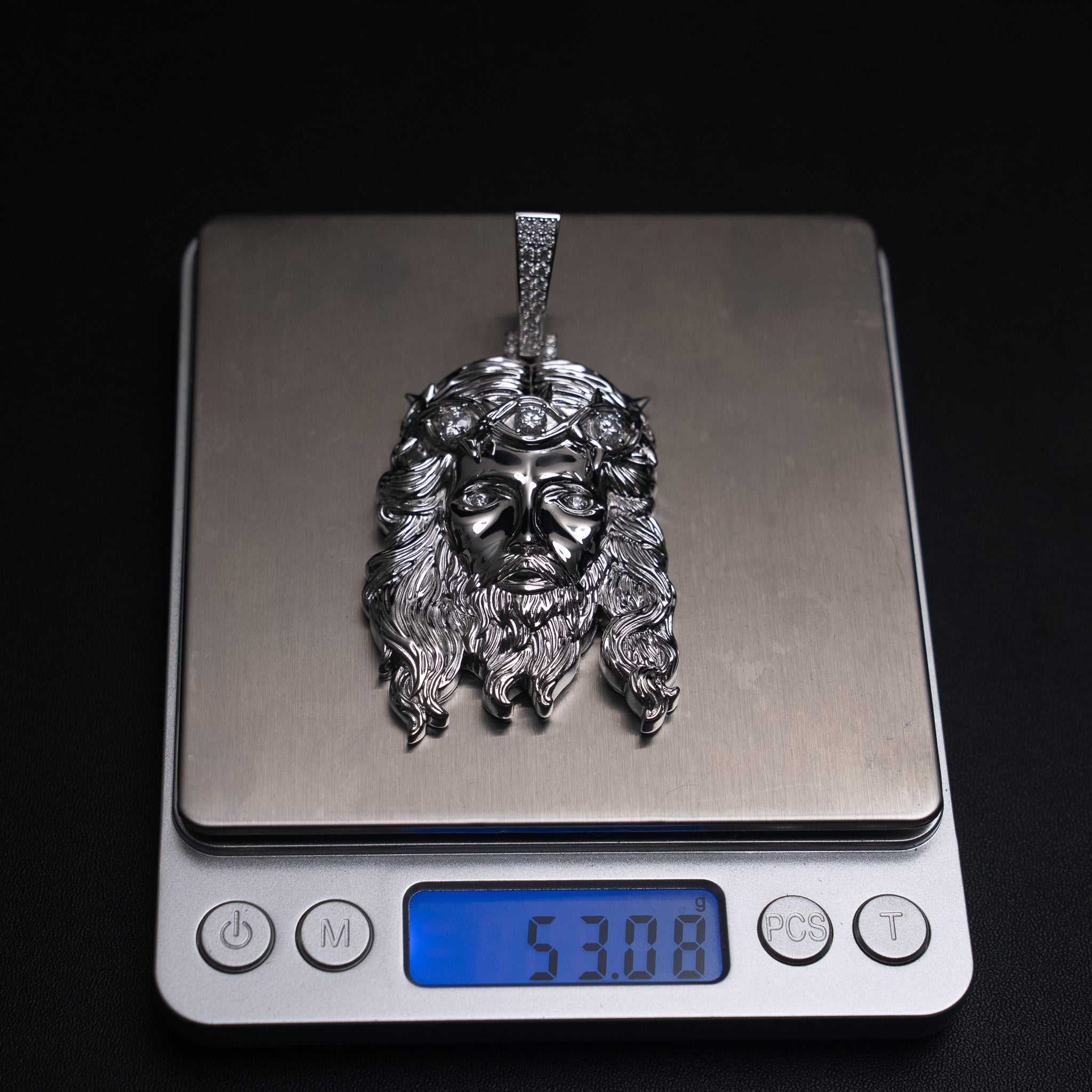 Moissanite Jesus Piece Head Pendant Moissanite Solid 925 Sterling Silver