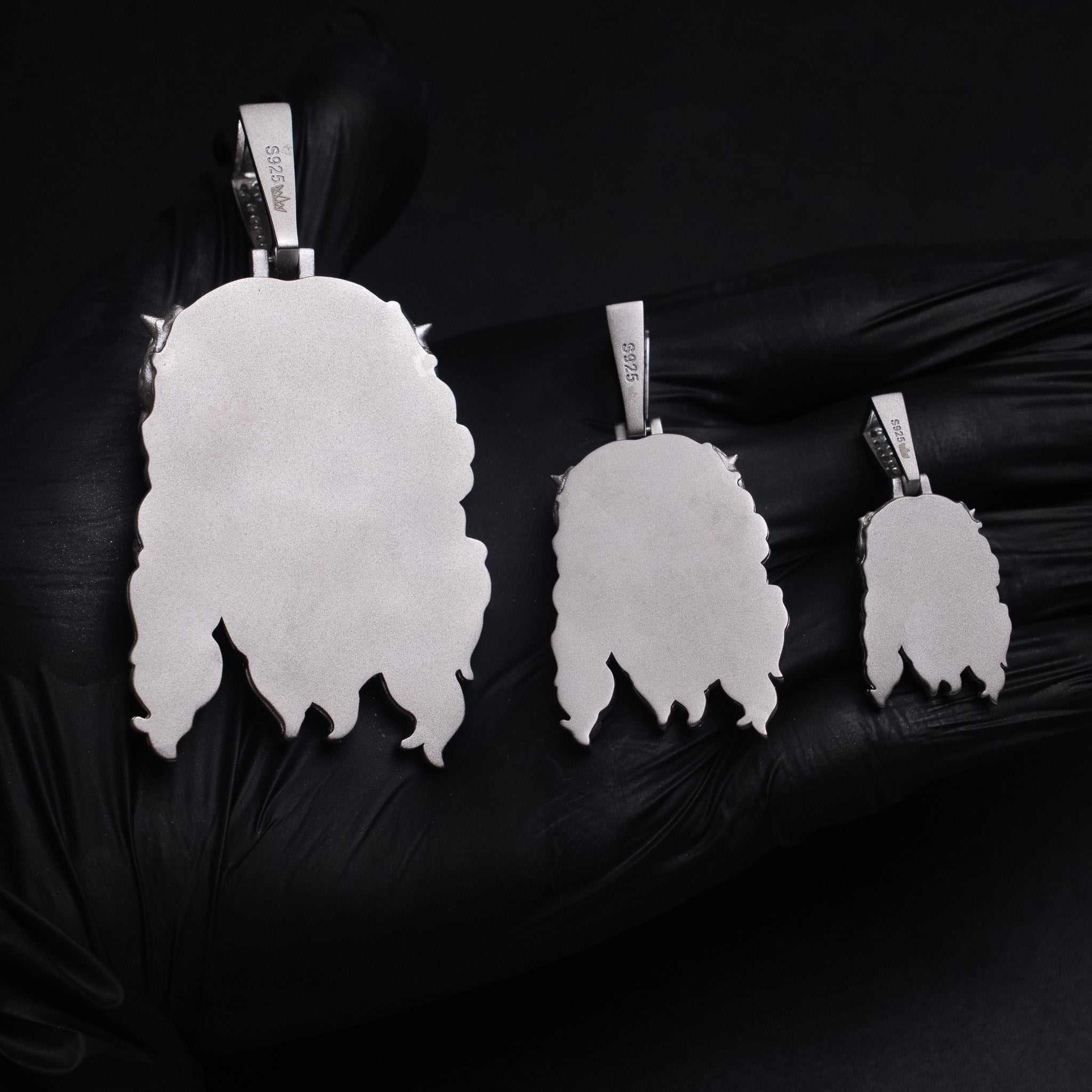 Jesus Piece Head Pendant Moissanite Matte Finish Solid 925 Sterling Silver