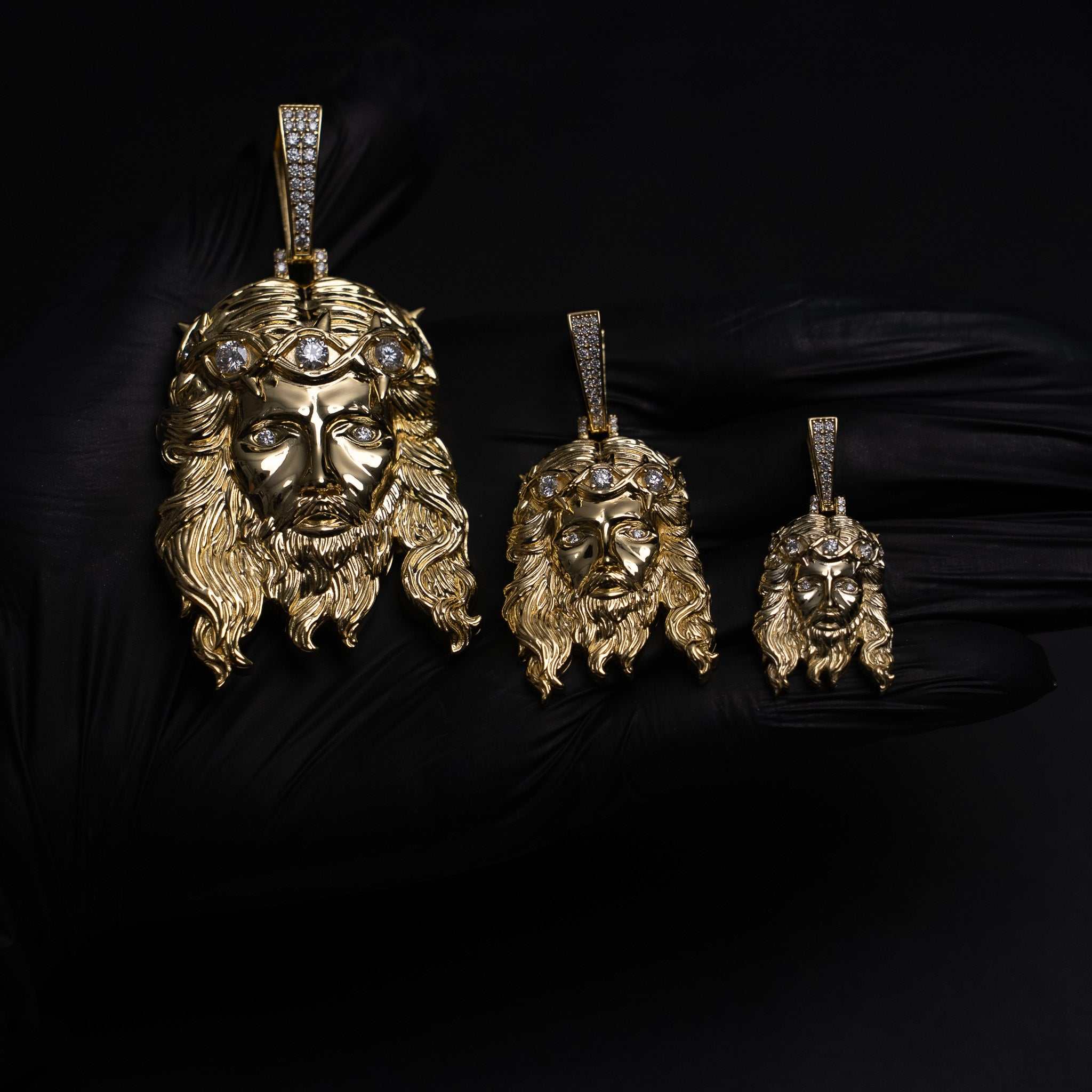 Moissanite Jesus Piece Head Pendant 14K Gold Plated Solid 925 Sterling Silver