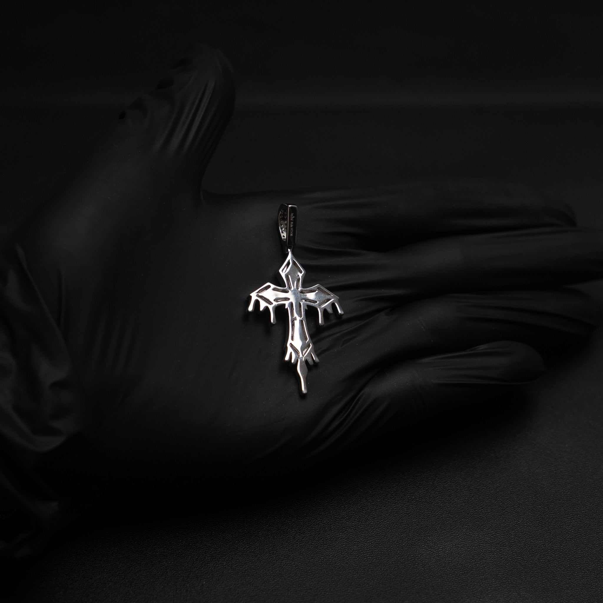 Moissanite Drip Cross 925 Sterling Silver Pendant