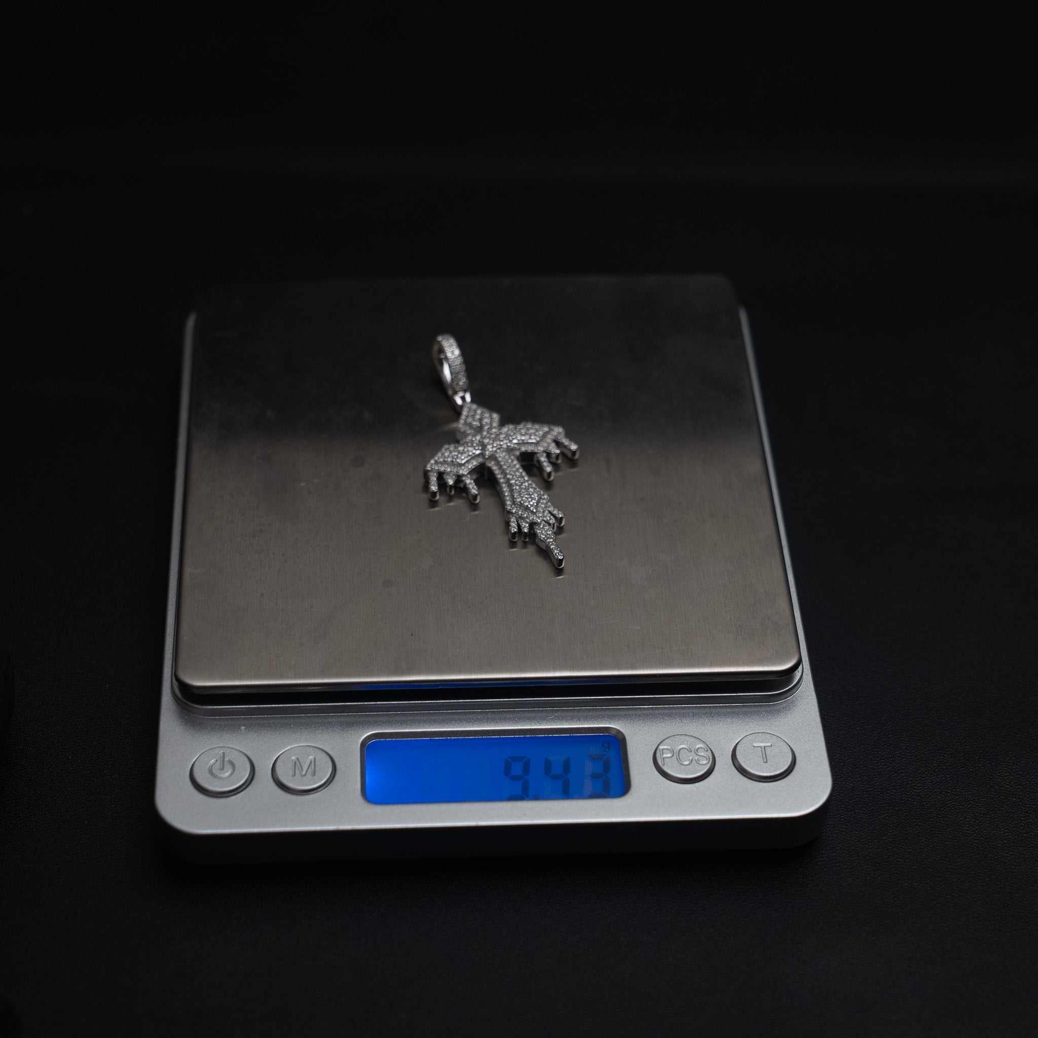 Moissanite Drip Cross 925 Sterling Silver Pendant