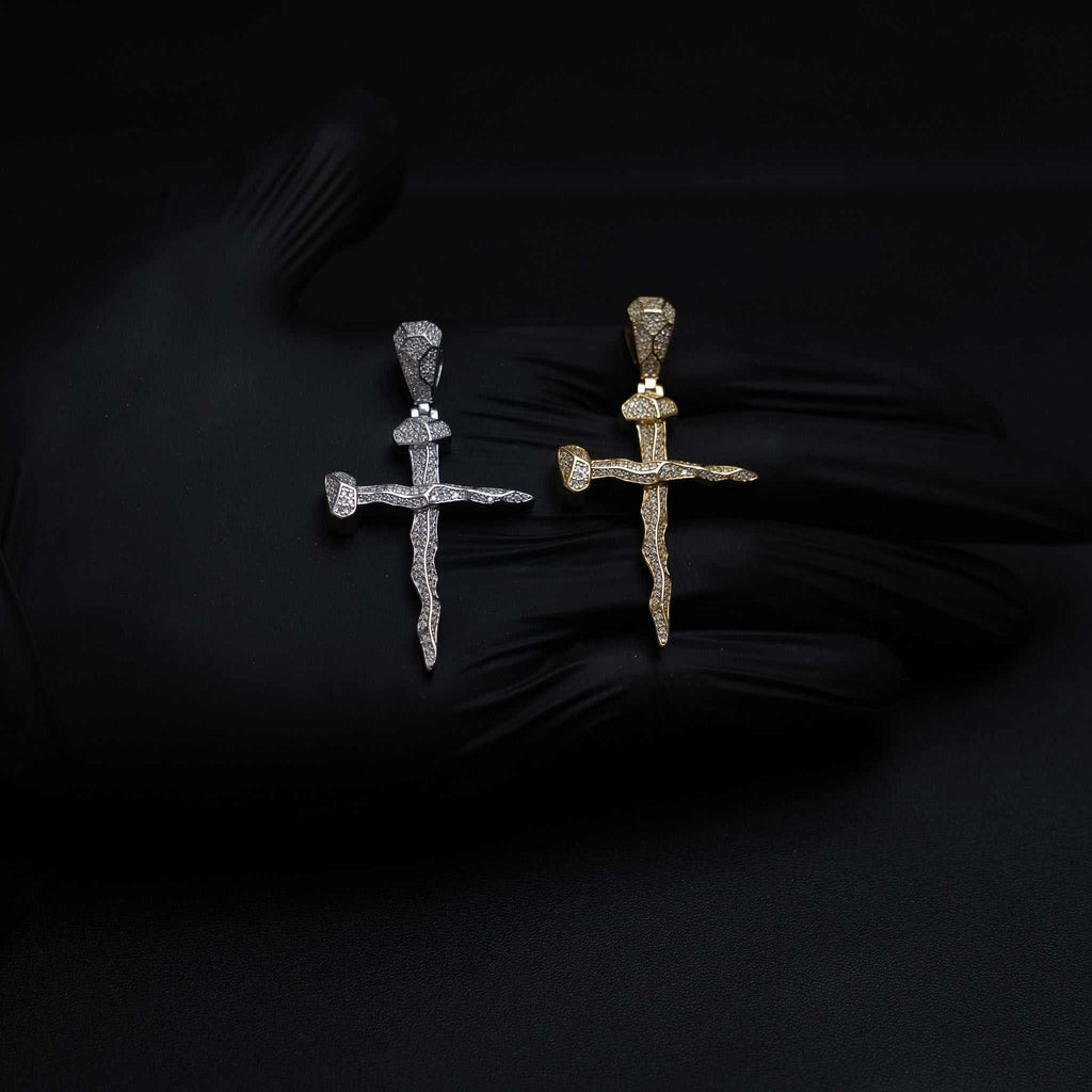 Nail Cross Moissanite 925 Sterling Silver Pendant