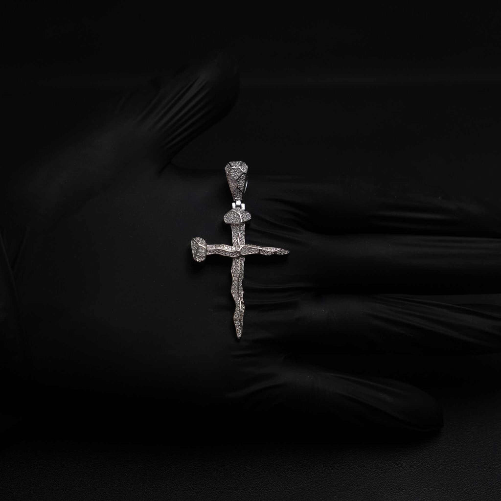 Nail Cross Moissanite 925 Sterling Silver Pendant