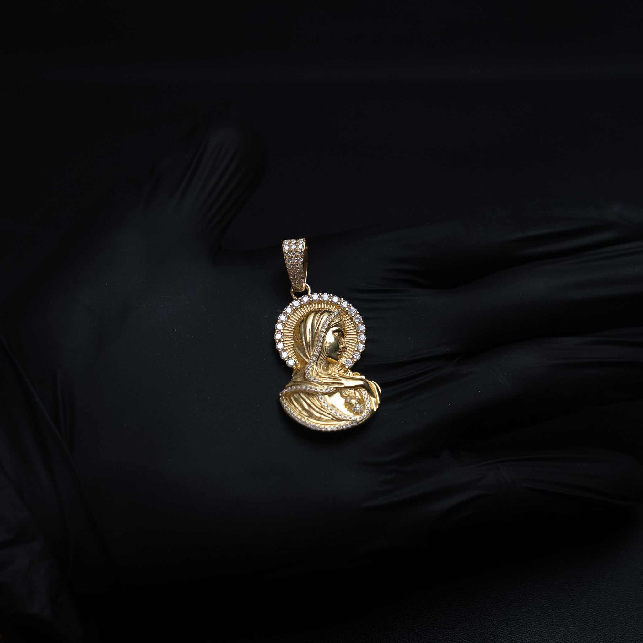 Moissanite Virgin Mary 925 Sterling Silver Pendant