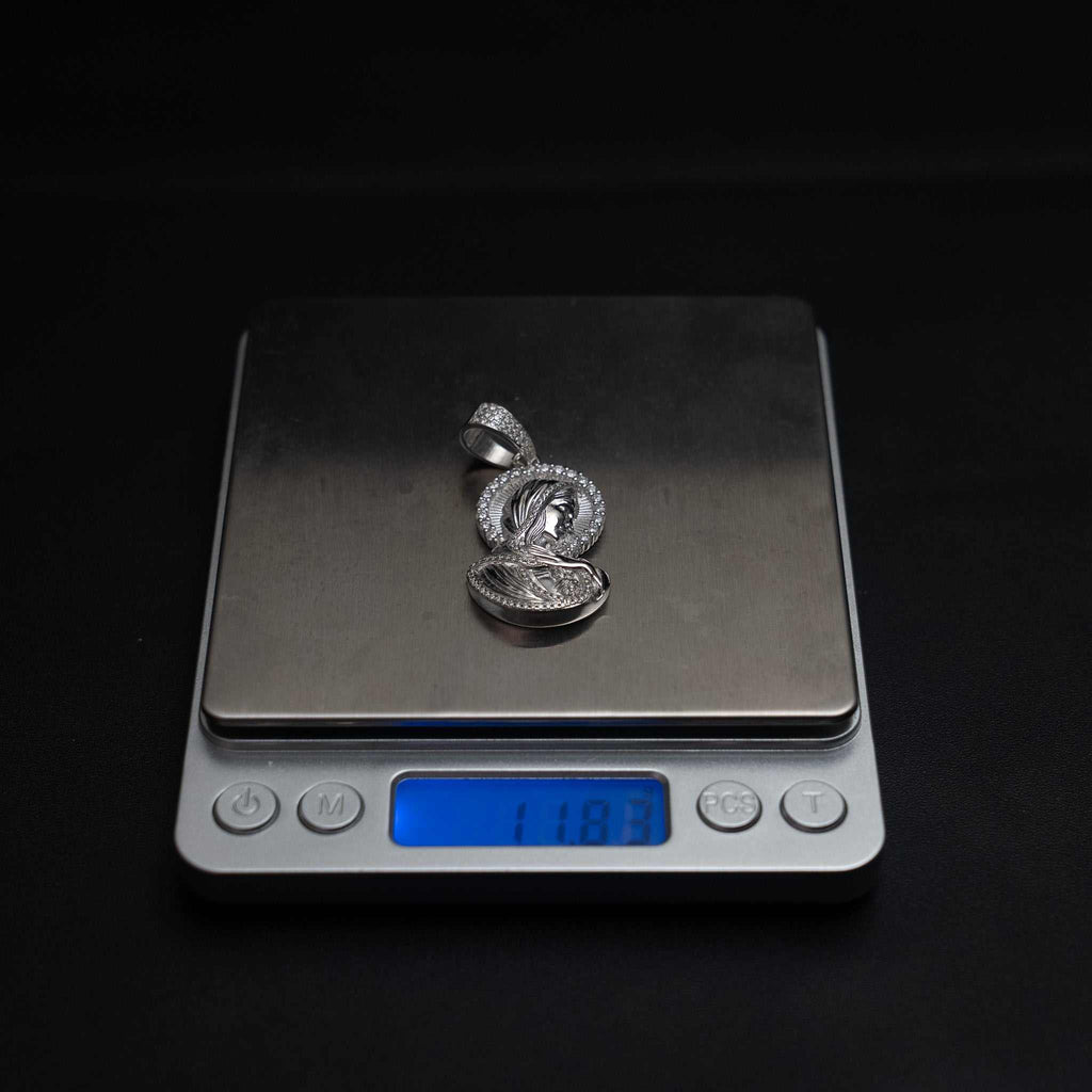 Moissanite Virgin Mary 925 Sterling Silver Pendant