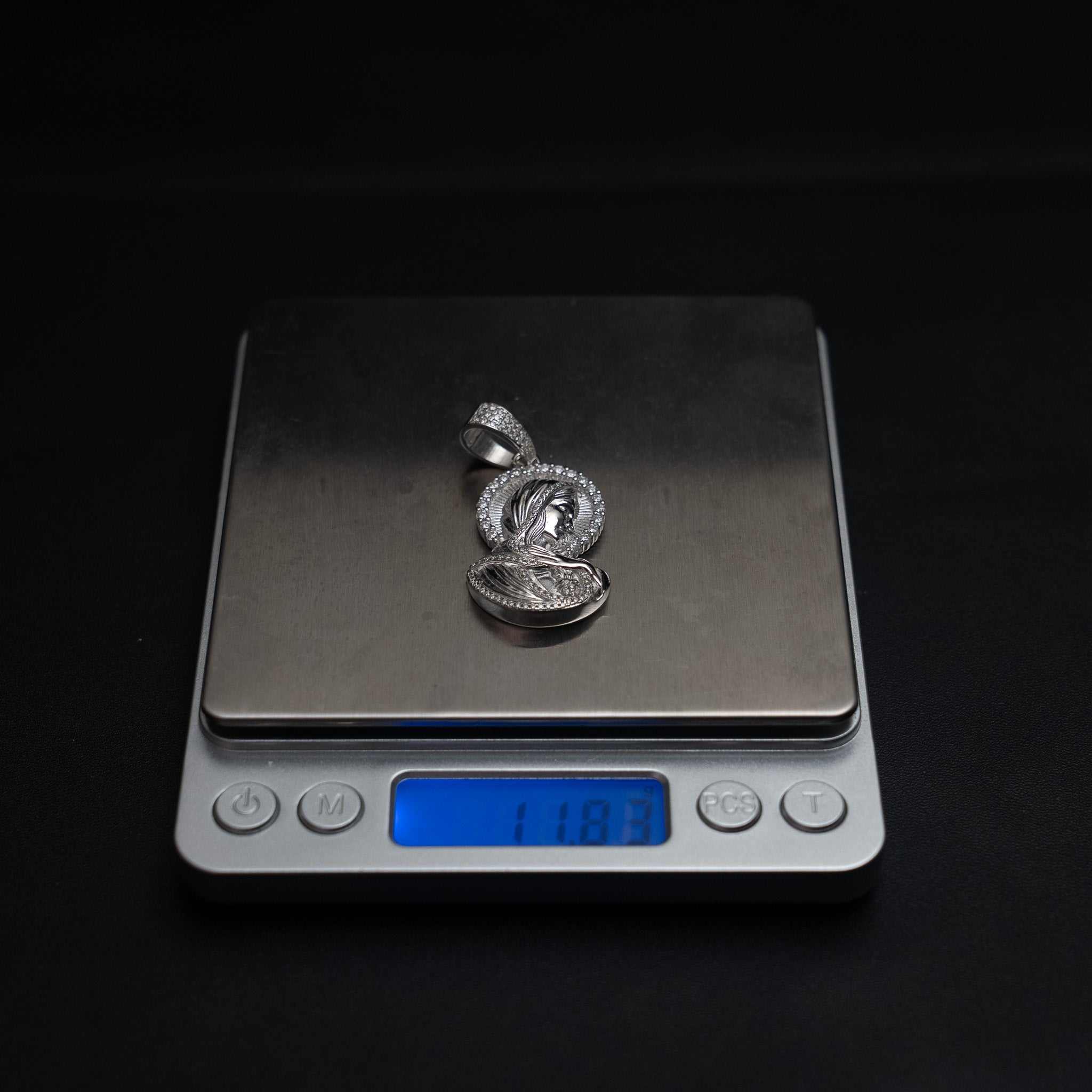 Moissanite Virgin Mary 925 Sterling Silver Pendant