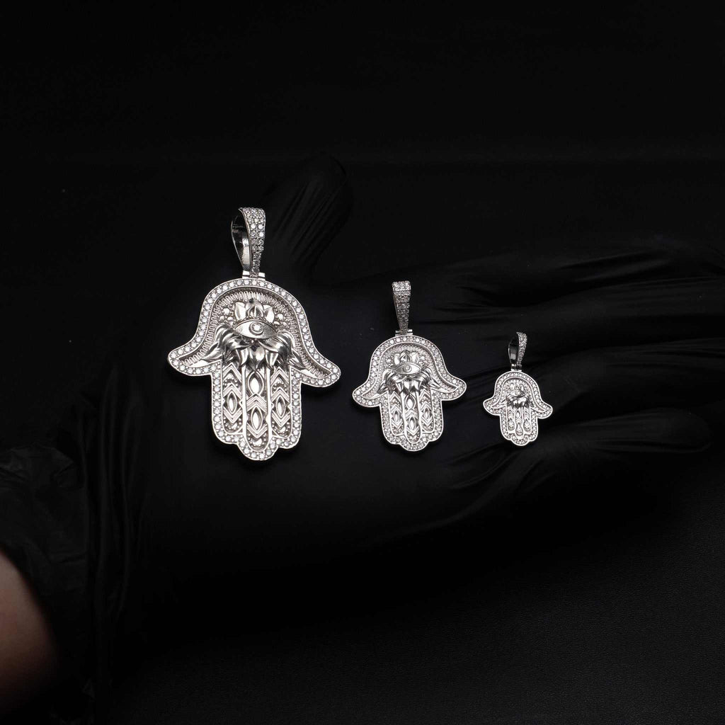 Hand of Fatima - Moissanite 925 Sterling Silver Pendant