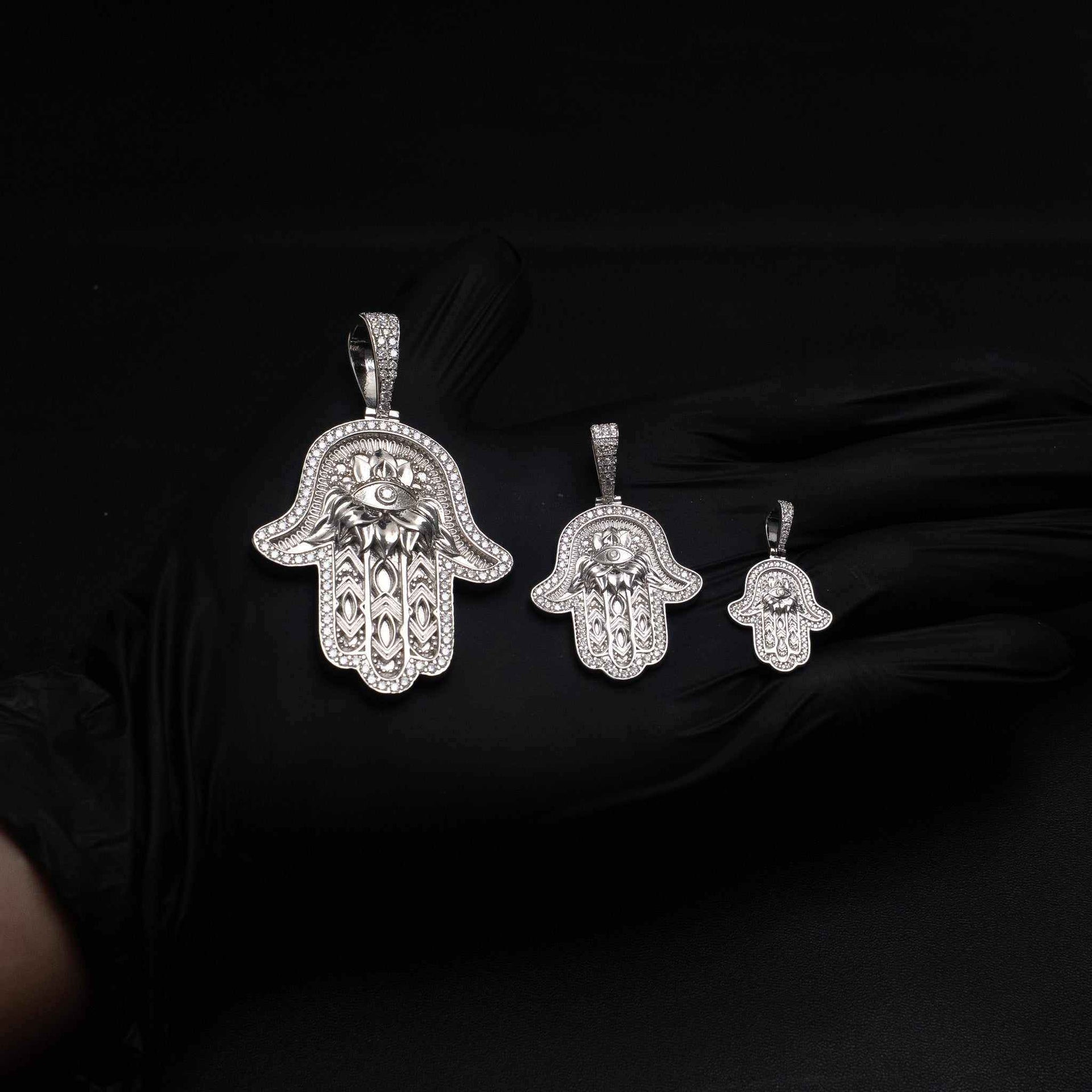 Hand of Fatima - Moissanite 925 Sterling Silver Pendant