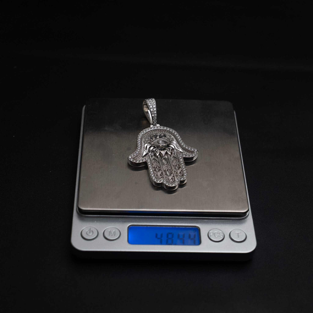 Hand of Fatima - Moissanite 925 Sterling Silver Pendant