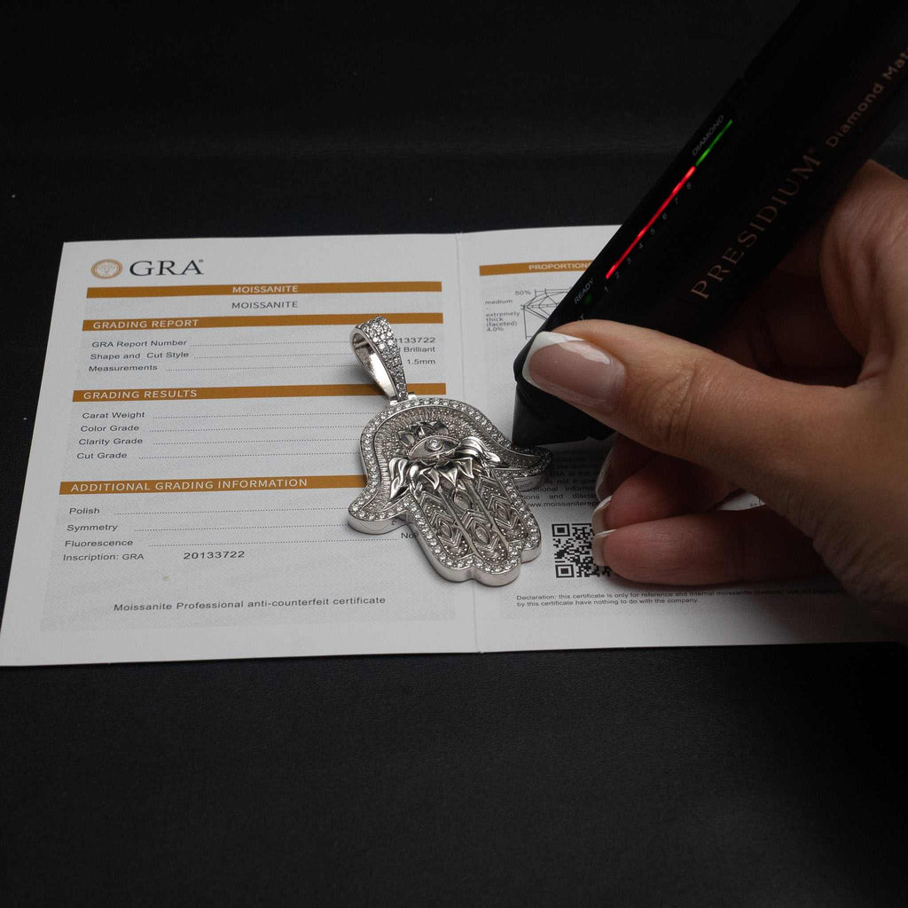 Hand of Fatima - Moissanite 925 Sterling Silver Pendant