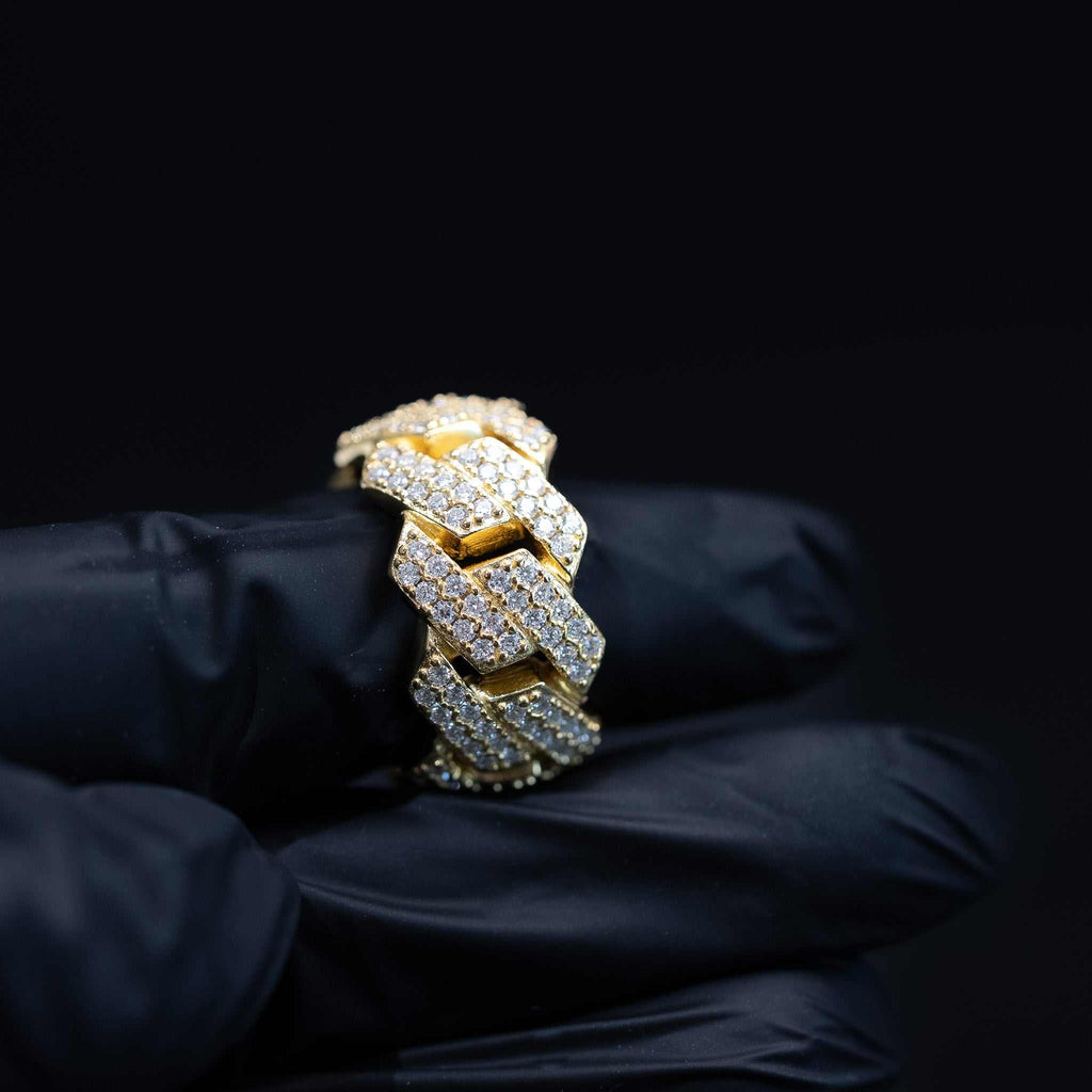 Cuban Link Moissanite 14K Gold Over 925 Sterling Silver Ring