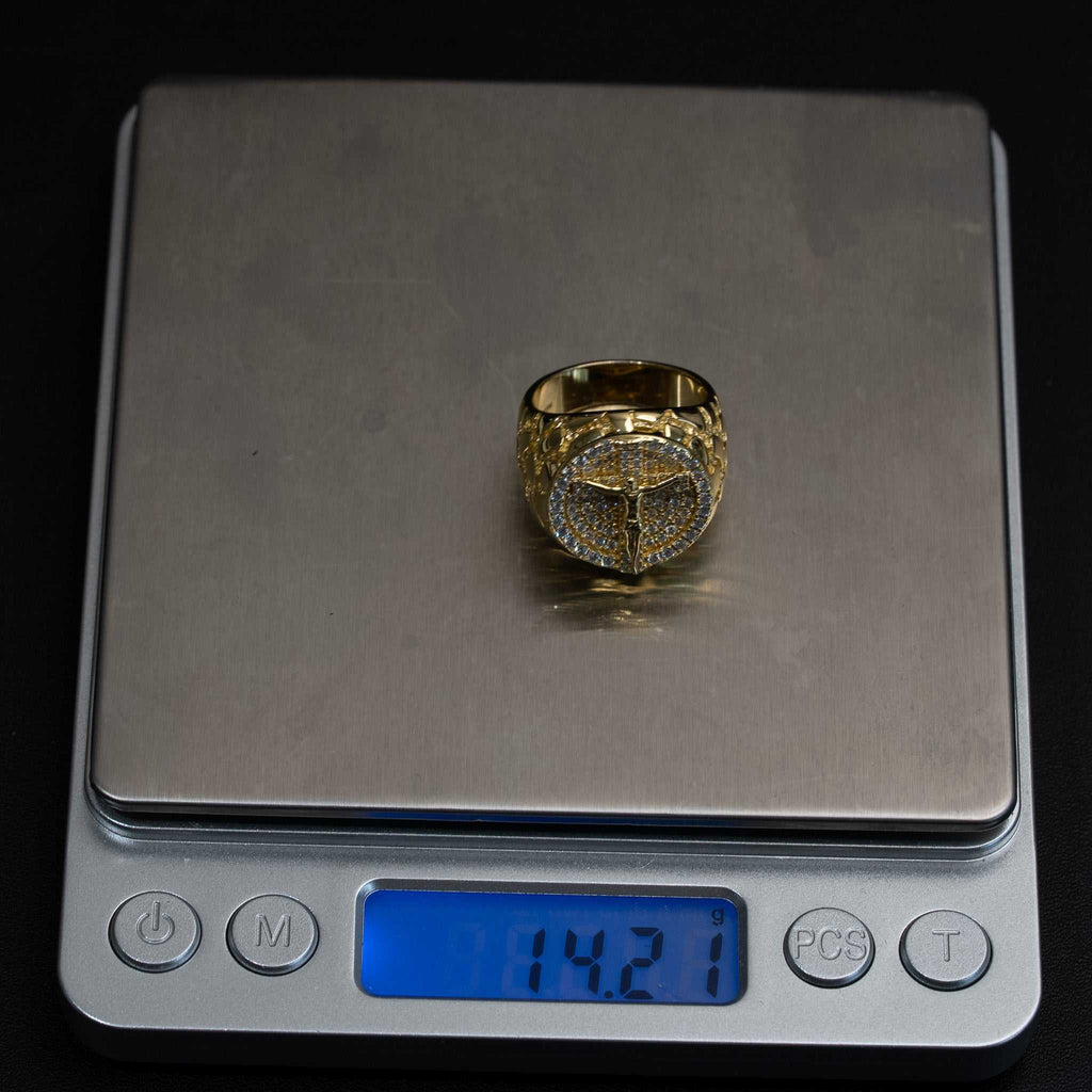 Jesus Crucifix Cross Moissanite Nugget Ring 14K Gold Over Solid 925 Sterling Silver