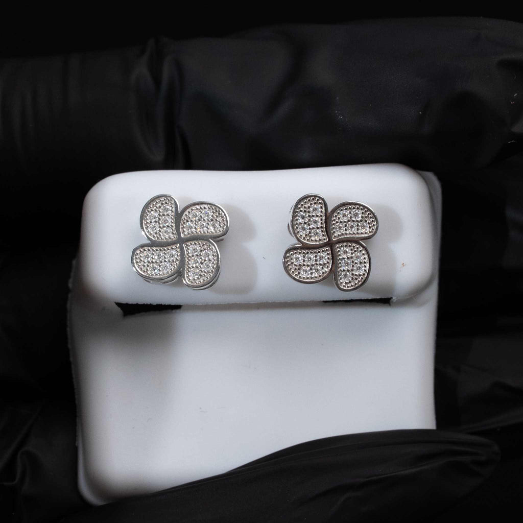 Moissanite Flower Stud Earrings 925 Sterling Silver Screw Back