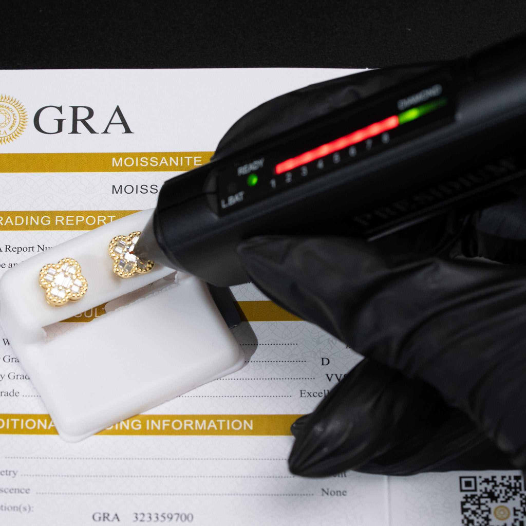 Moissanite Flower Clover Stud Earrings 925 Sterling Silver Screw Back