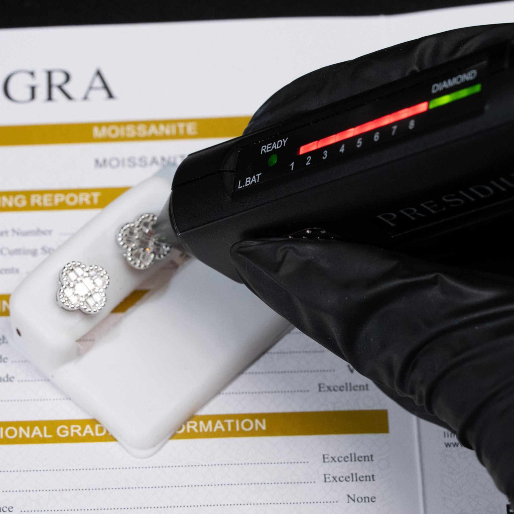 Moissanite Flower Clover Stud Earrings 925 Sterling Silver Screw Back