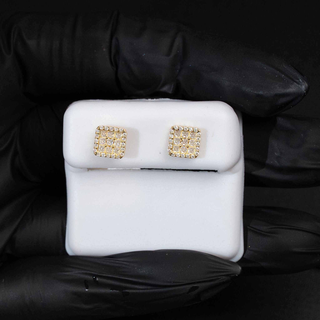 Moissanite Square Screw Back Stud Earrings 925 Sterling Silver