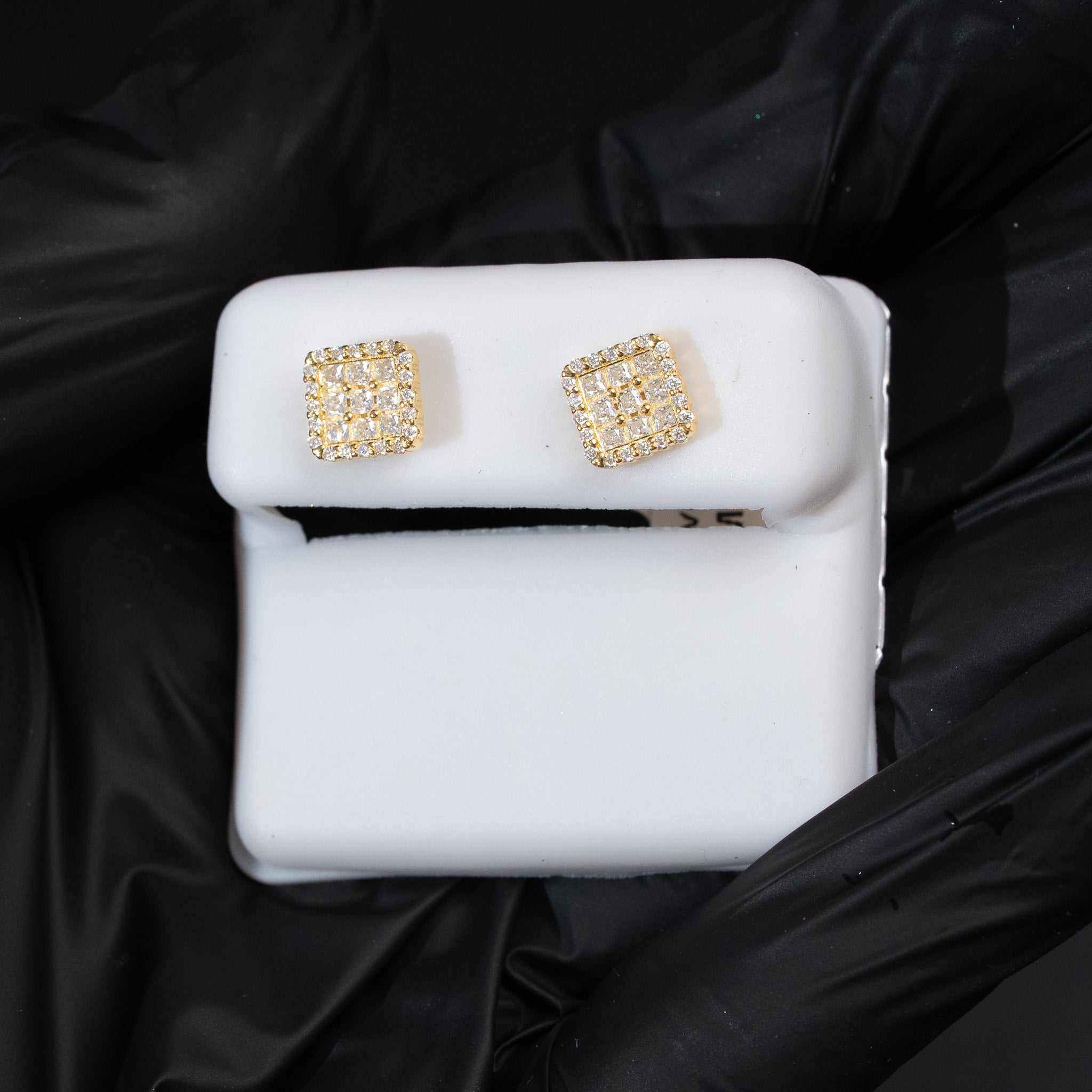 Moissanite Square Screw Back Stud Earrings 925 Sterling Silver