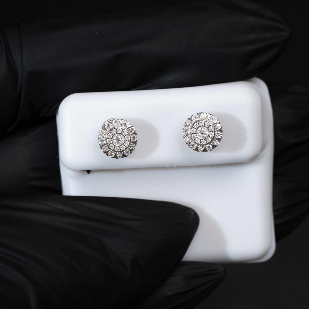 Moissanite Round Stud Earrings 925 Sterling Silver Screw Back