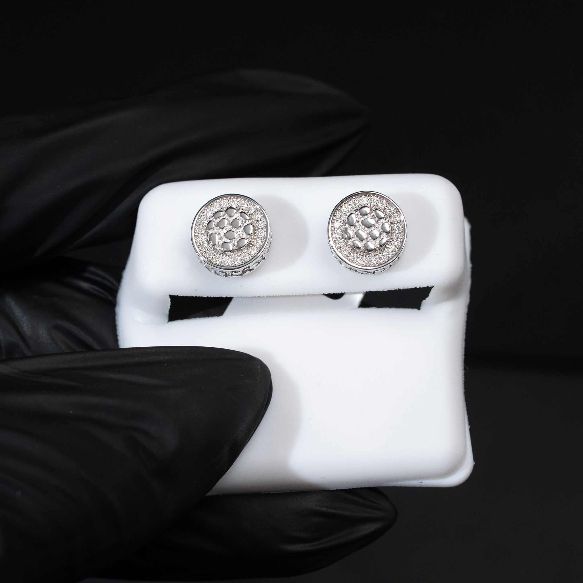 Moissanite Round Nugget Stud Earrings 925 Sterling Silver Screw Back