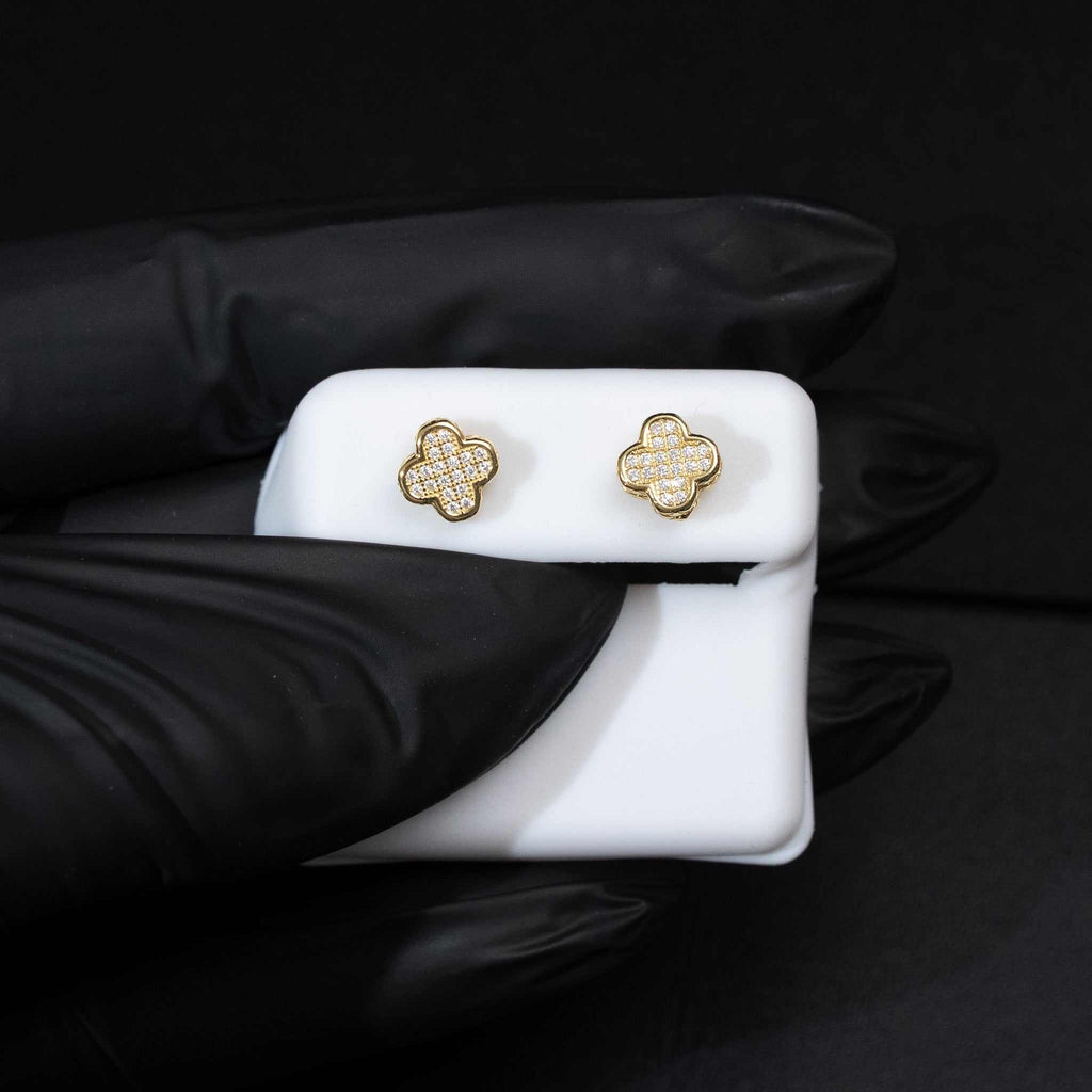 Moissanite Clover Stud Earrings 925 Sterling Silver Screw Back