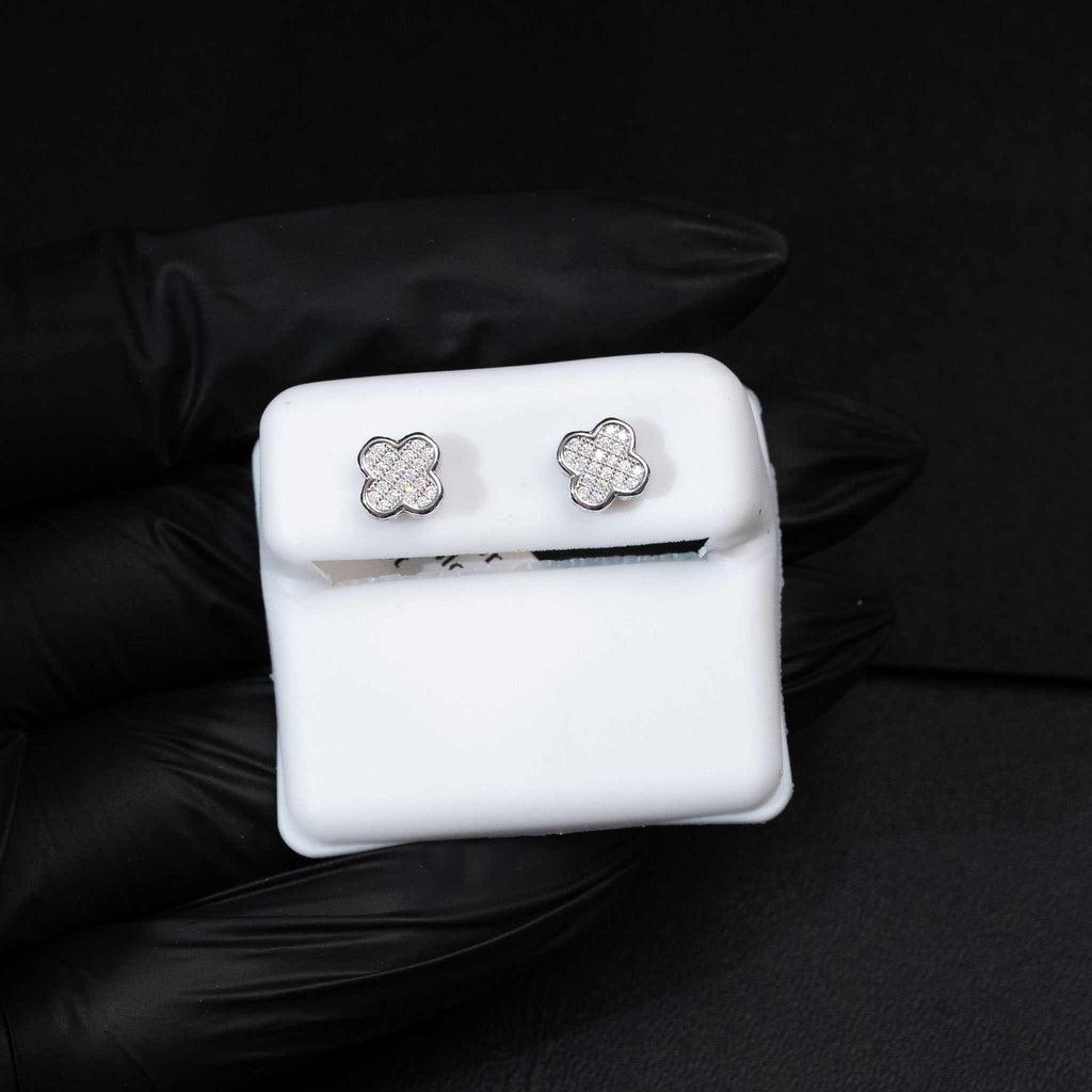 Moissanite Clover Stud Earrings 925 Sterling Silver Screw Back