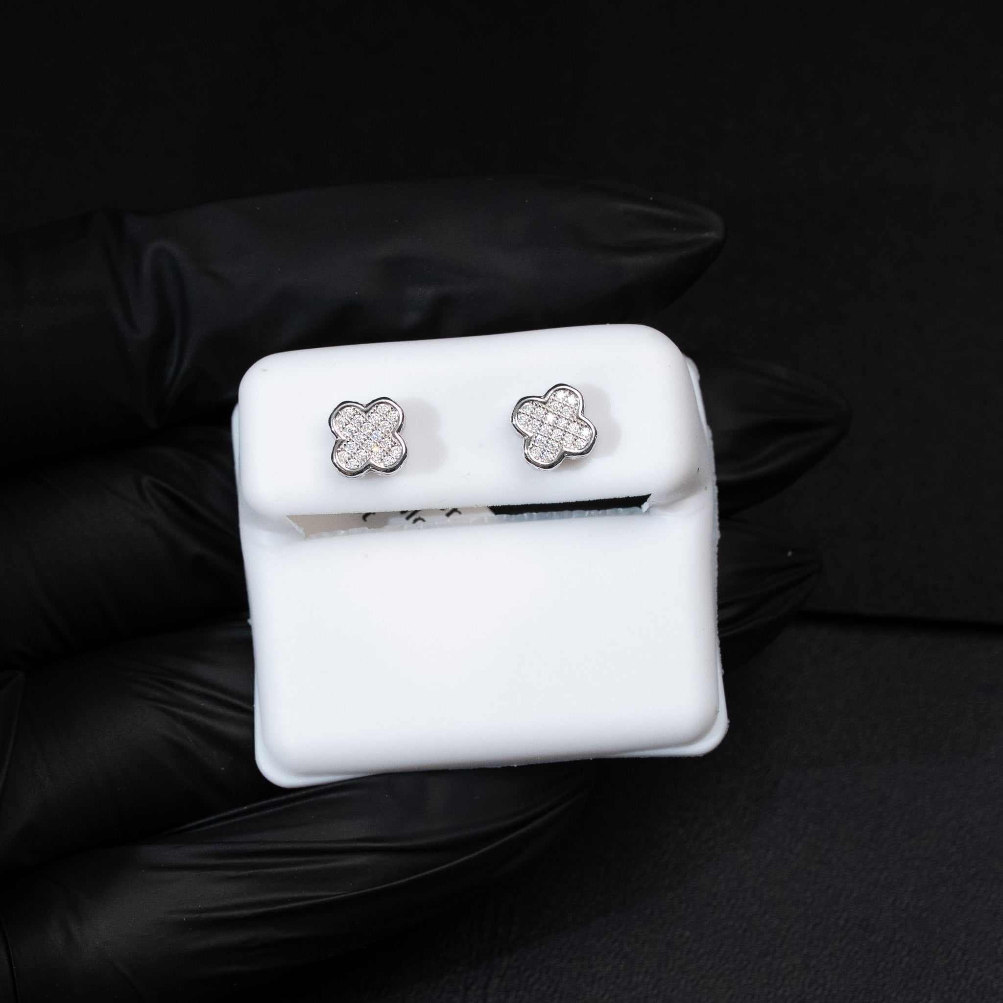 Moissanite Clover Stud Earrings 925 Sterling Silver Screw Back