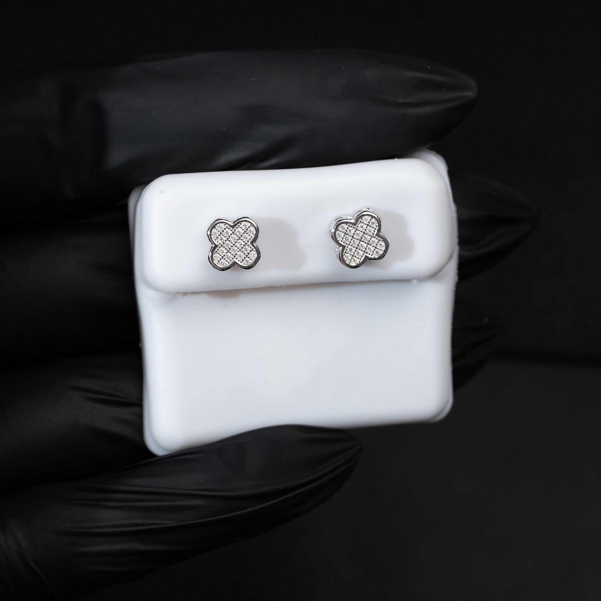 Moissanite Clover Stud Earrings 925 Sterling Silver Screw Back