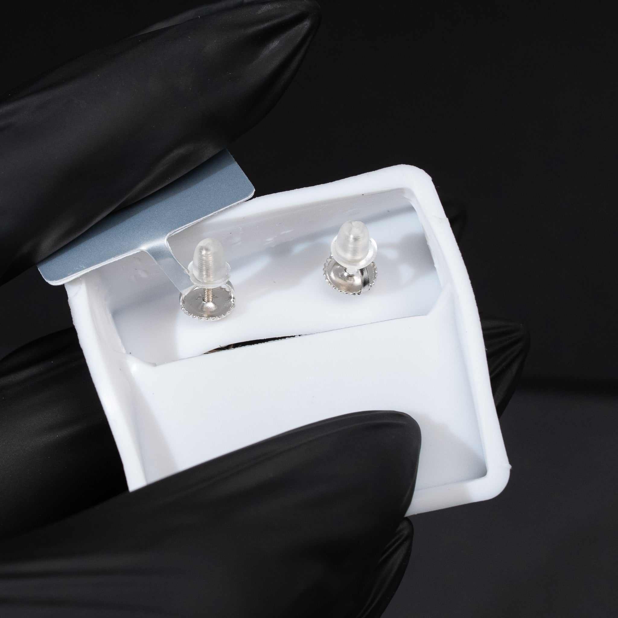 Moissanite Flower Stud Earrings Baguette Cut 925 Sterling Silver Screw Back