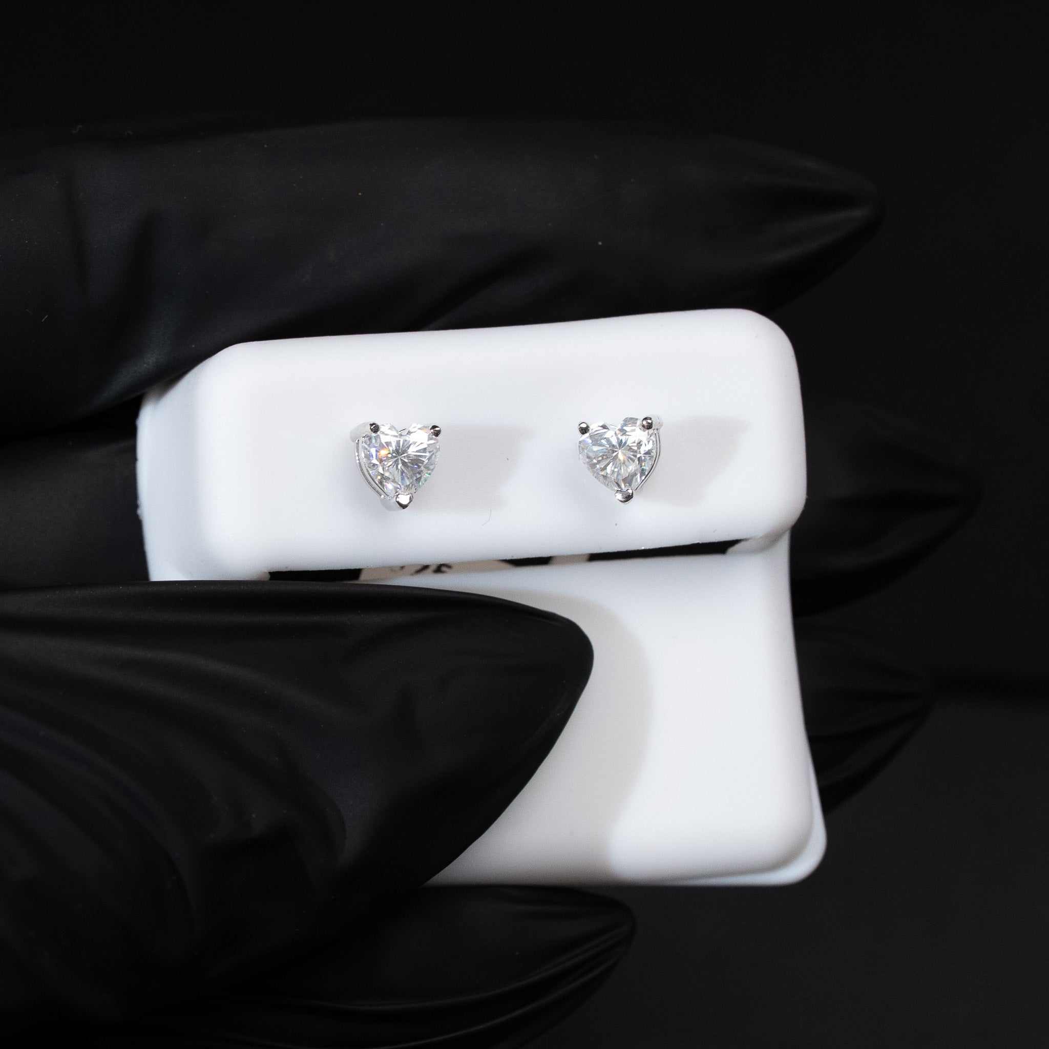 Moissanite Heart Stud Earrings 925 Sterling Silver Screw Back