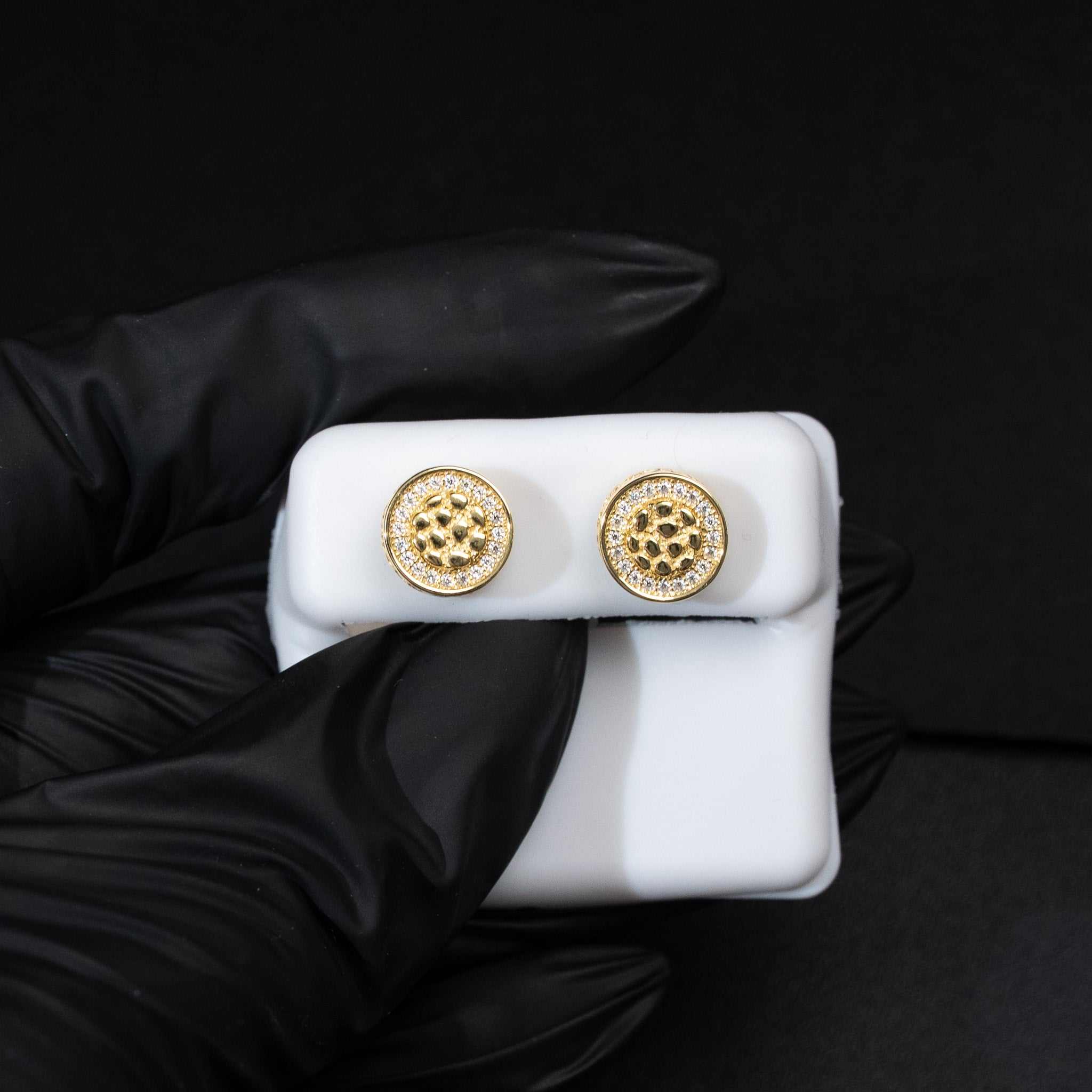 Moissanite Round Nugget Stud Earrings 925 Sterling Silver Screw Back