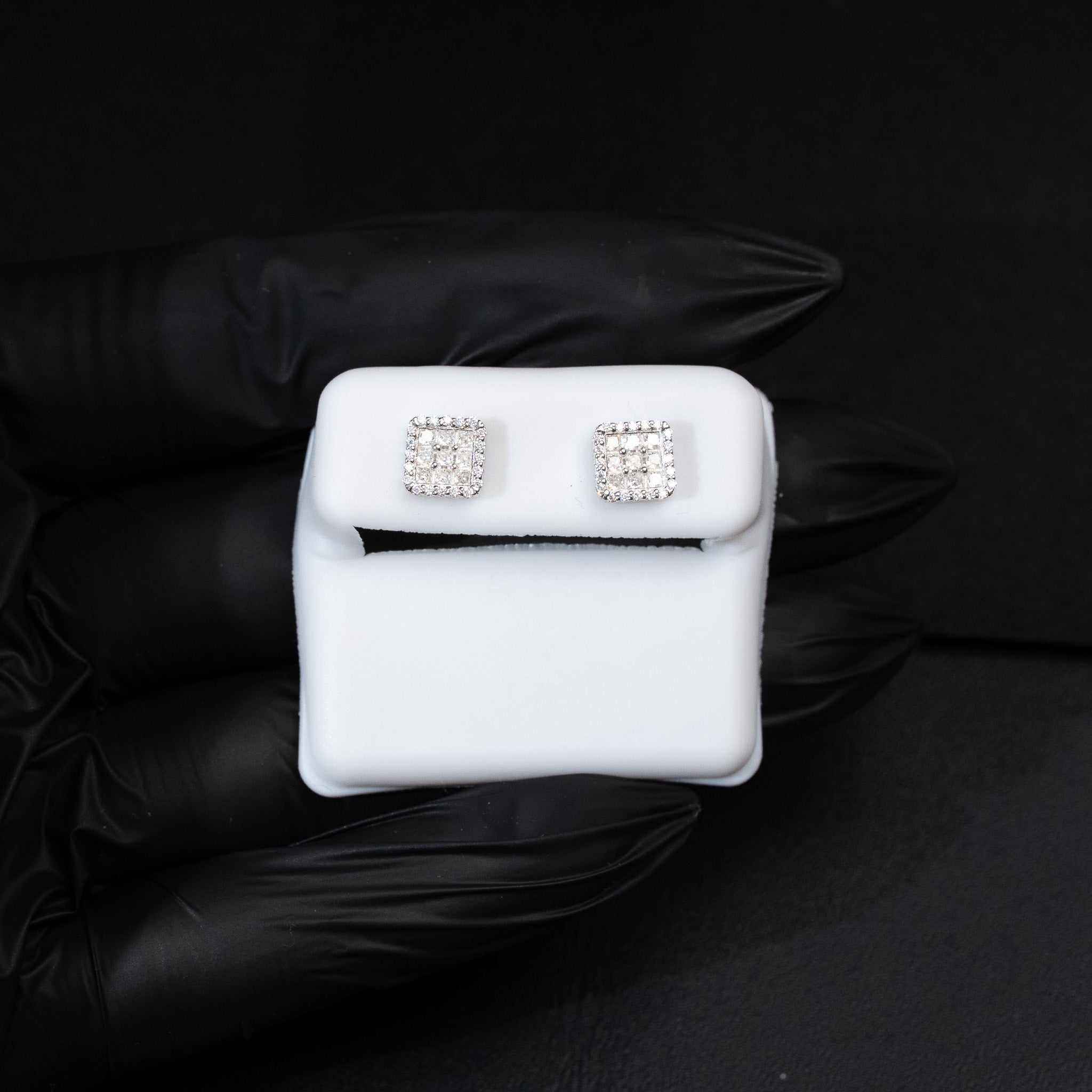 Moissanite Square Screw Back Stud Earrings 925 Sterling Silver