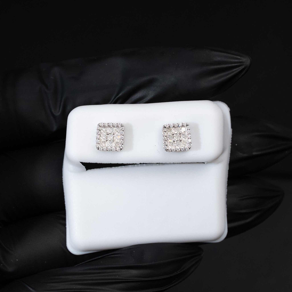 Moissanite Square Screw Back Stud Earrings 925 Sterling Silver