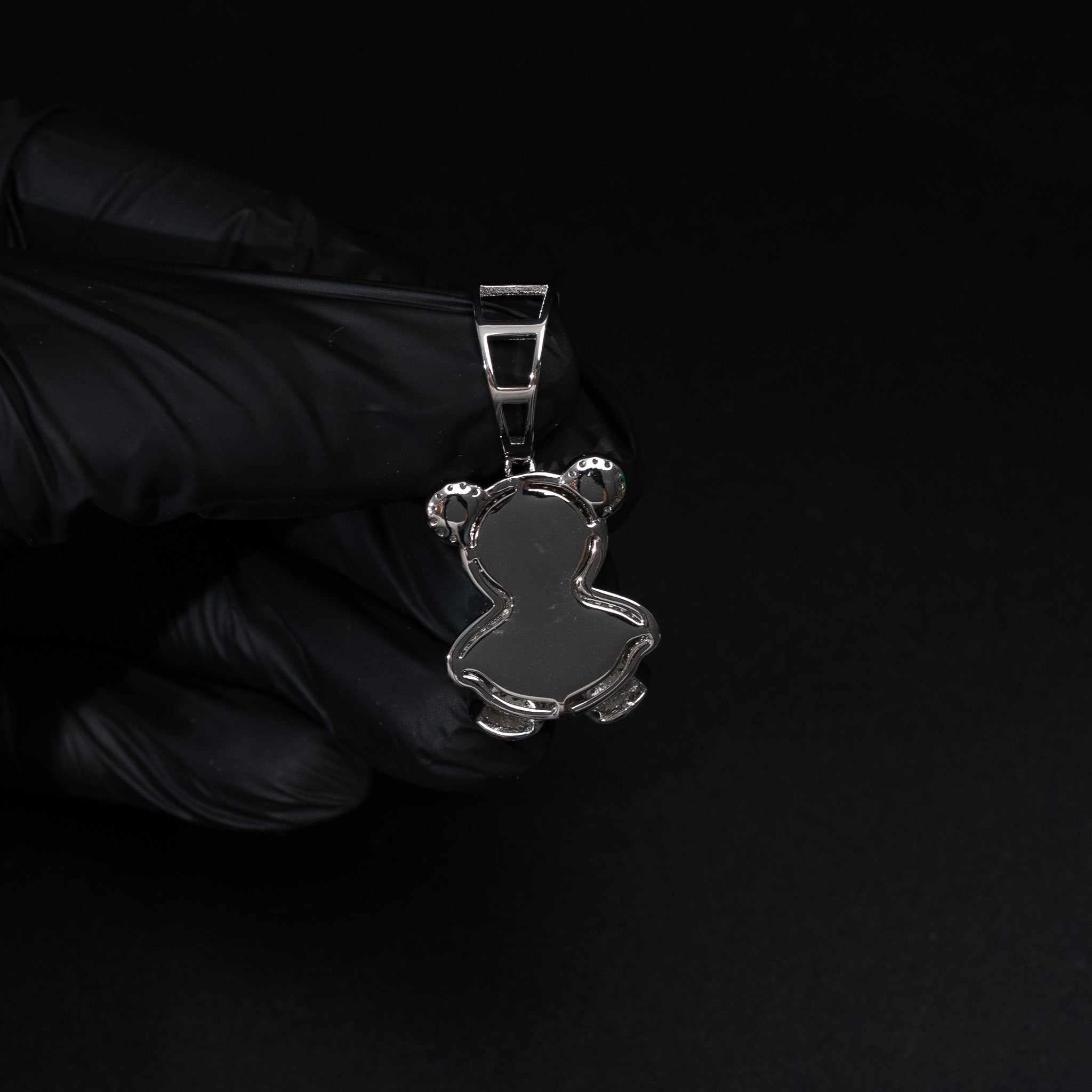 Teddy Bear Moissanite Solid 925 Sterling Silver Pendant