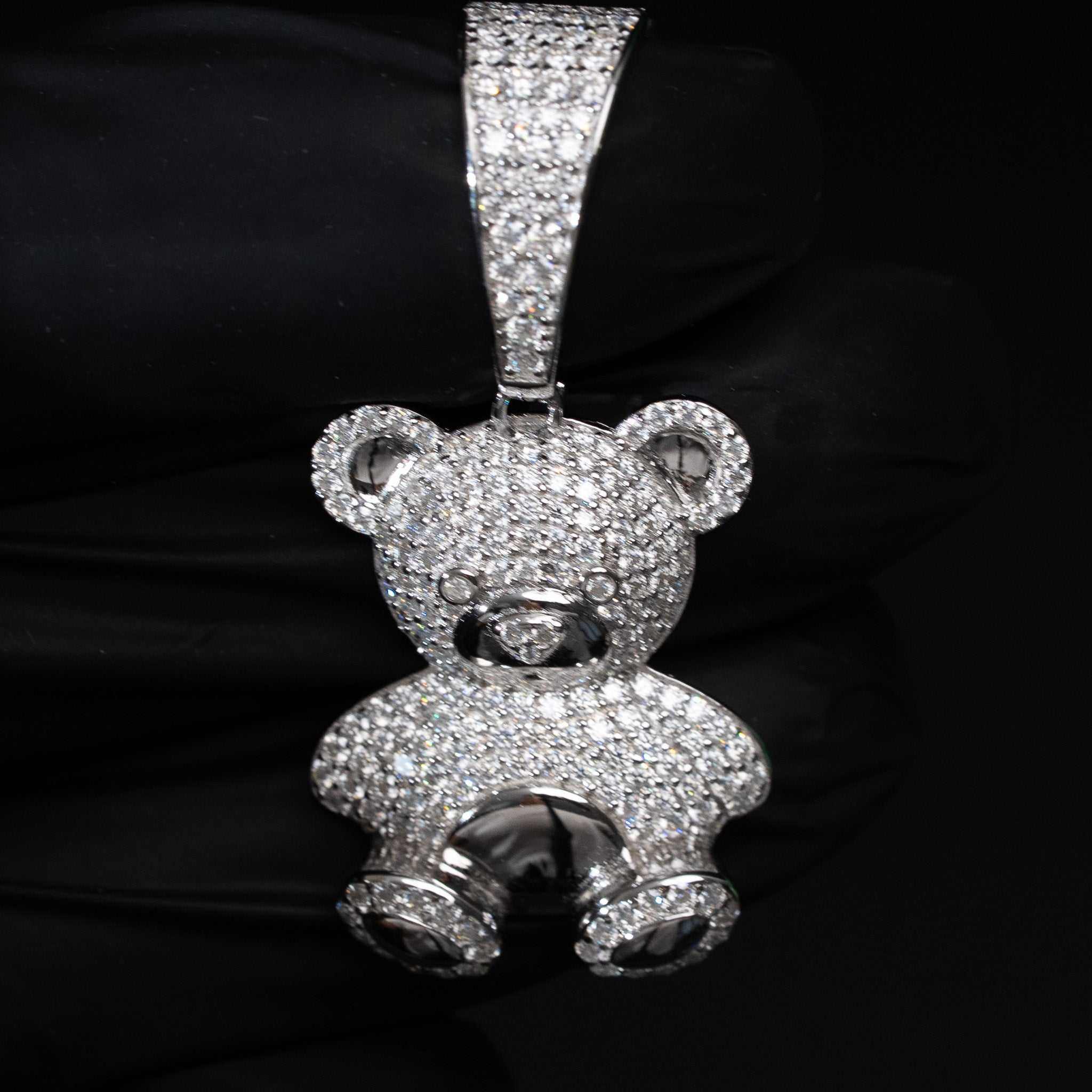 Teddy Bear Moissanite Solid 925 Sterling Silver Pendant
