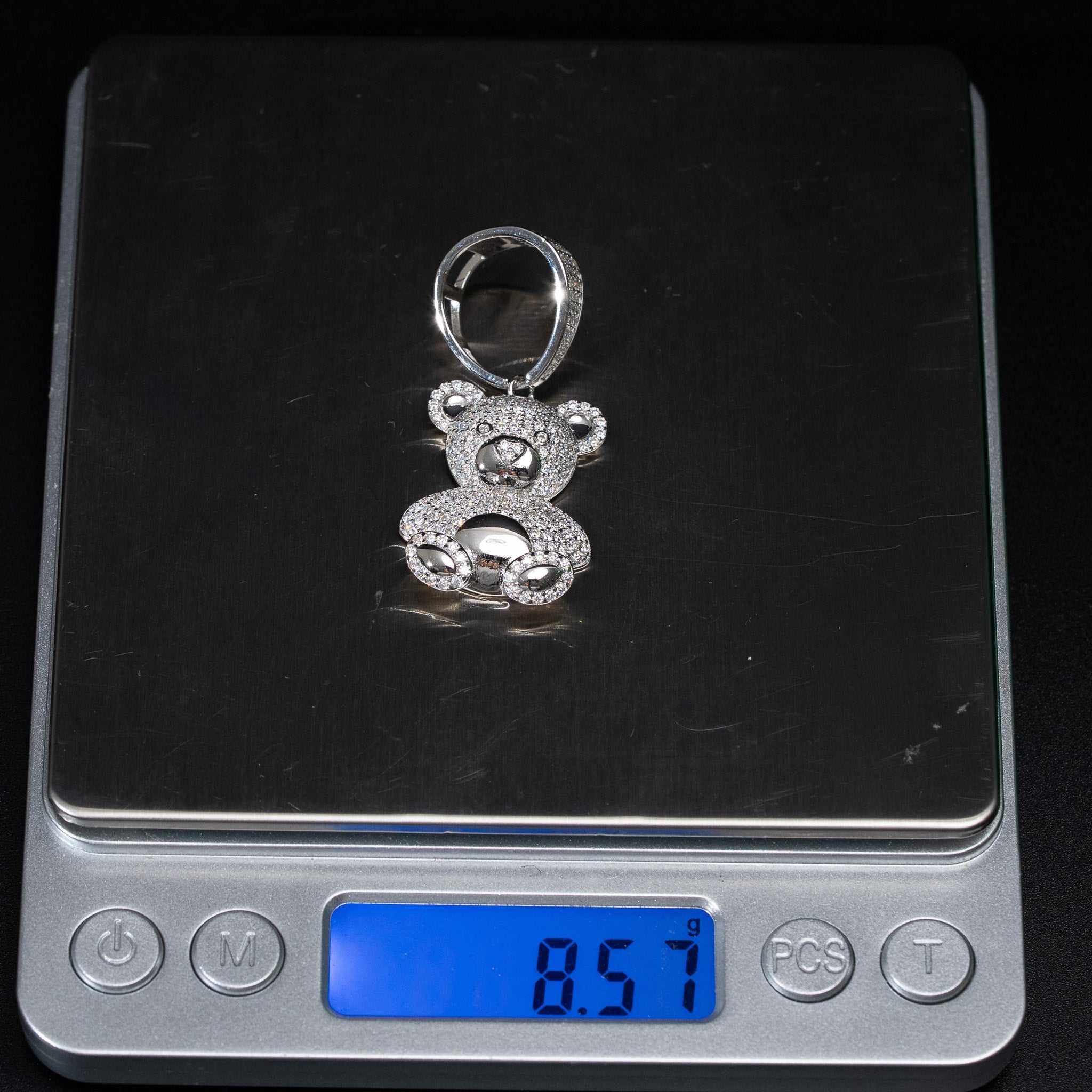 Teddy Bear Moissanite Solid 925 Sterling Silver Pendant