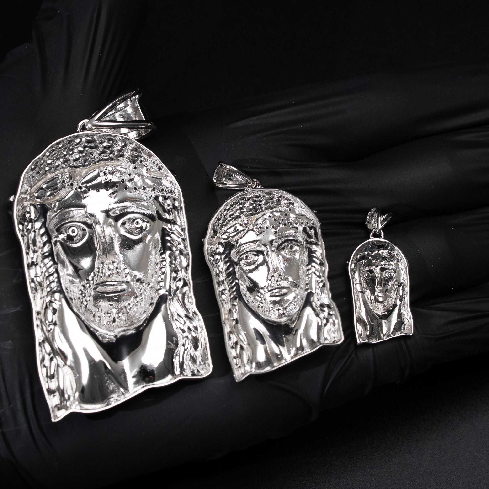 Real 925 Sterling Silver Jesus Head Piece Pendant - 3 sizes