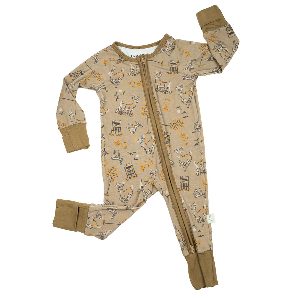 Bamboo Baby Zippy Sleep & Play - Deer Hunting Print Earth Tones