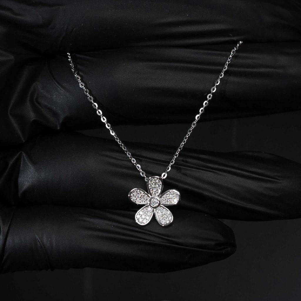 Moissanite Flower Necklace for Women – 925 Sterling Silver