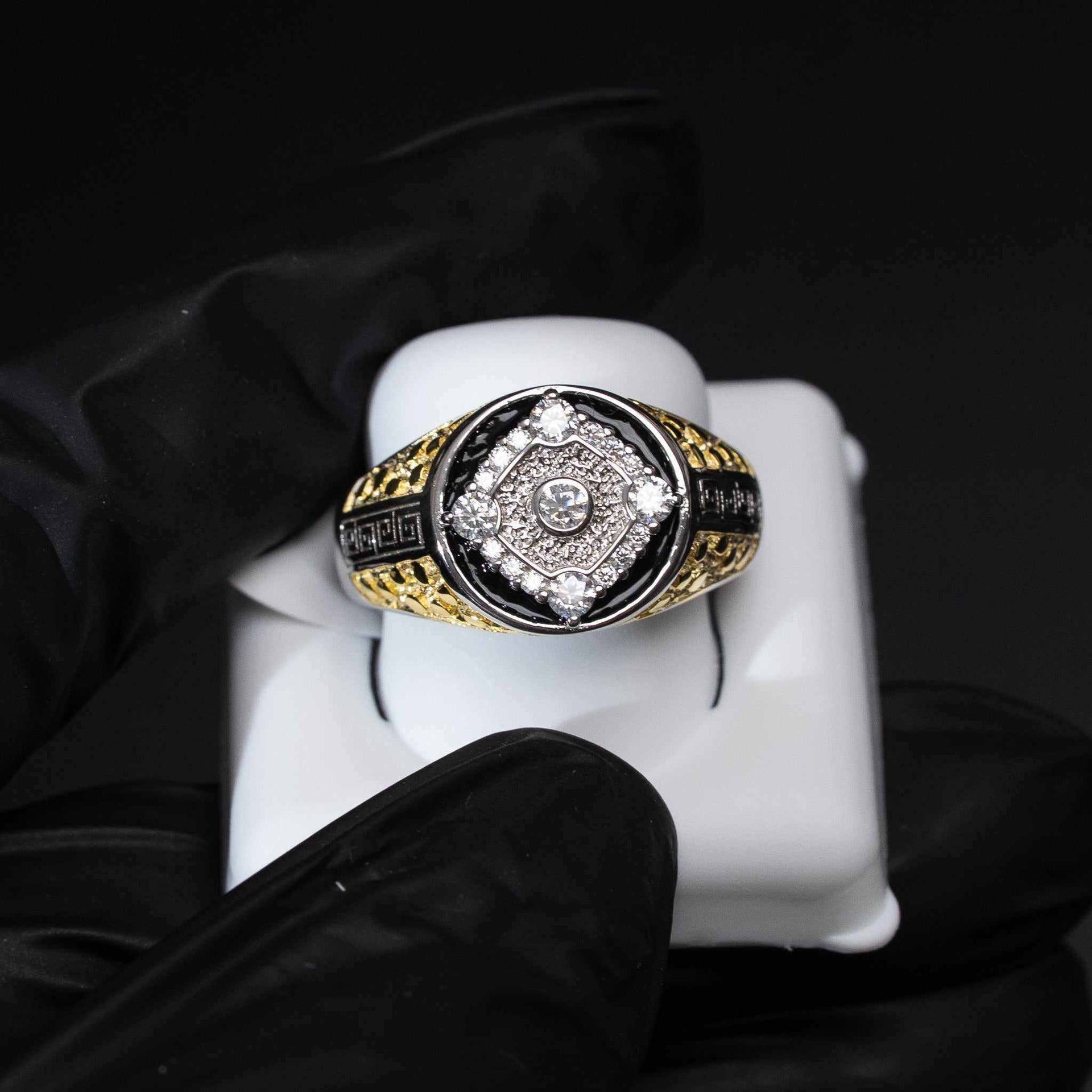Moissanite Two-Tone Nugget Watch Ring in 925 Sterling Silver