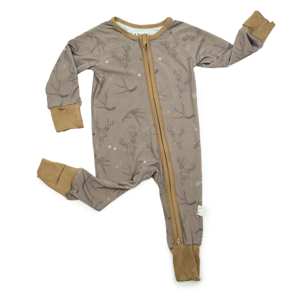 Minimalist Taupe and Brown Bamboo Baby Zippy Sleepwear