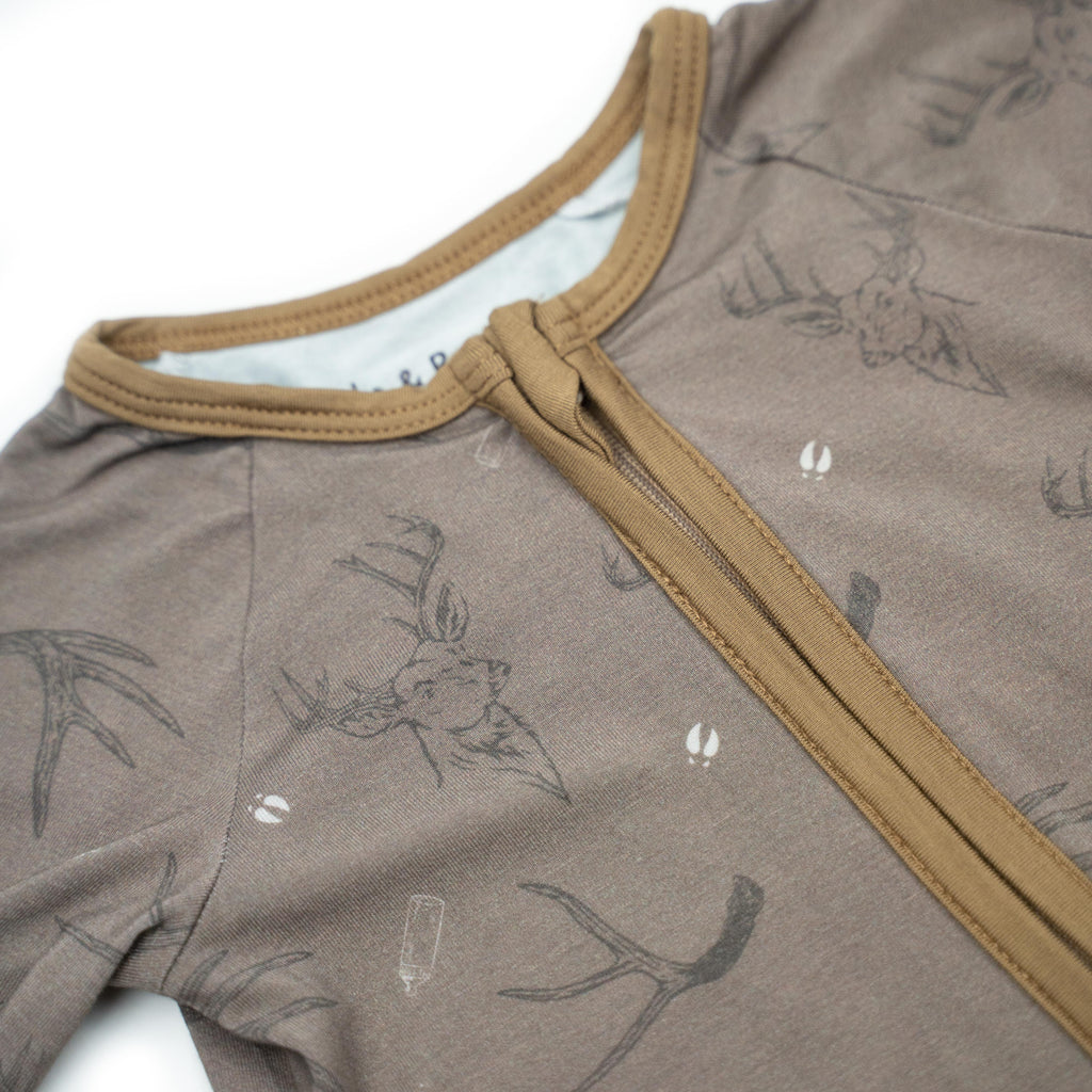 Minimalist Taupe and Brown Bamboo Baby Zippy Sleepwear