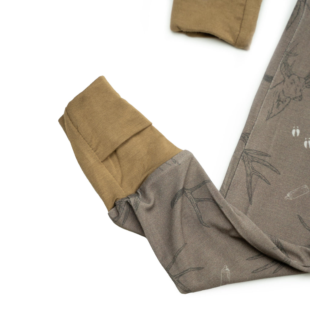 Minimalist Taupe and Brown Bamboo Baby Zippy Sleepwear