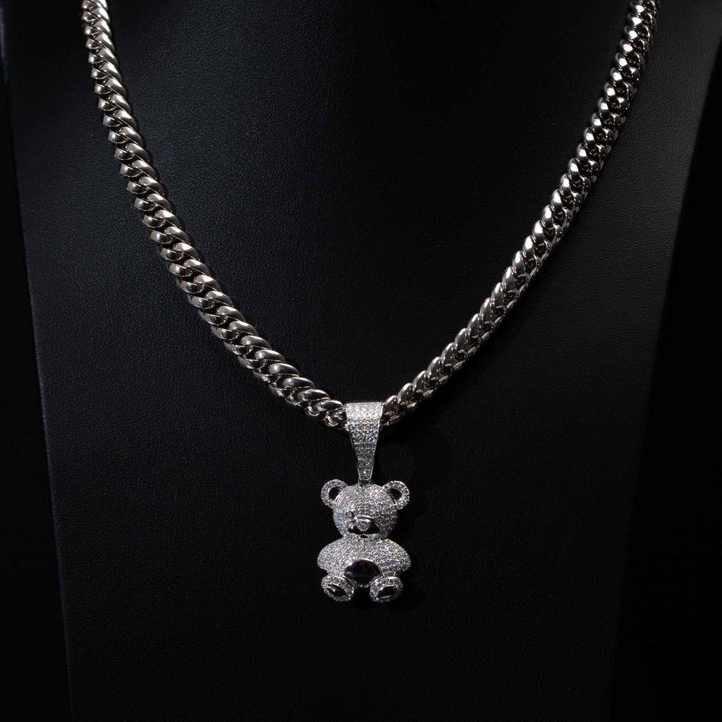 Teddy Bear Moissanite Solid 925 Sterling Silver Pendant