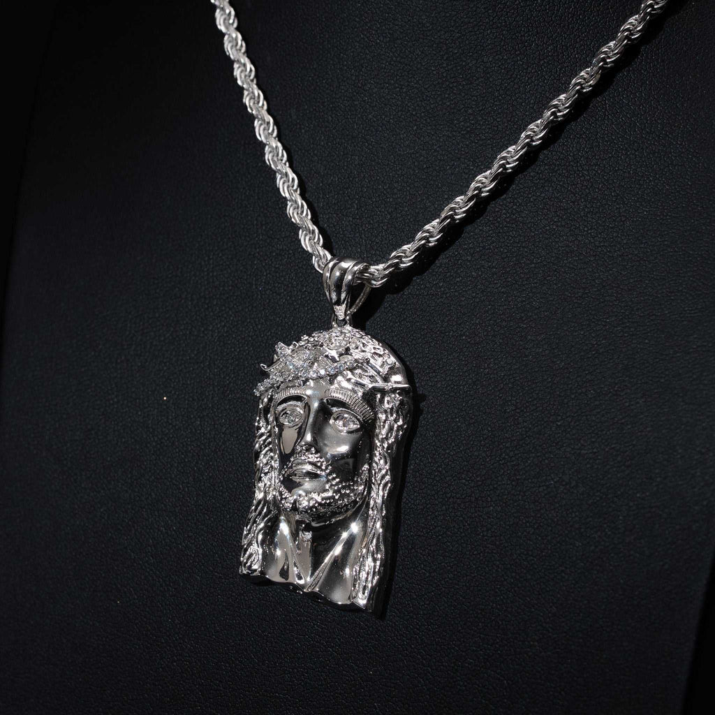 Real 925 Sterling Silver Jesus Head Piece Pendant - 3 sizes