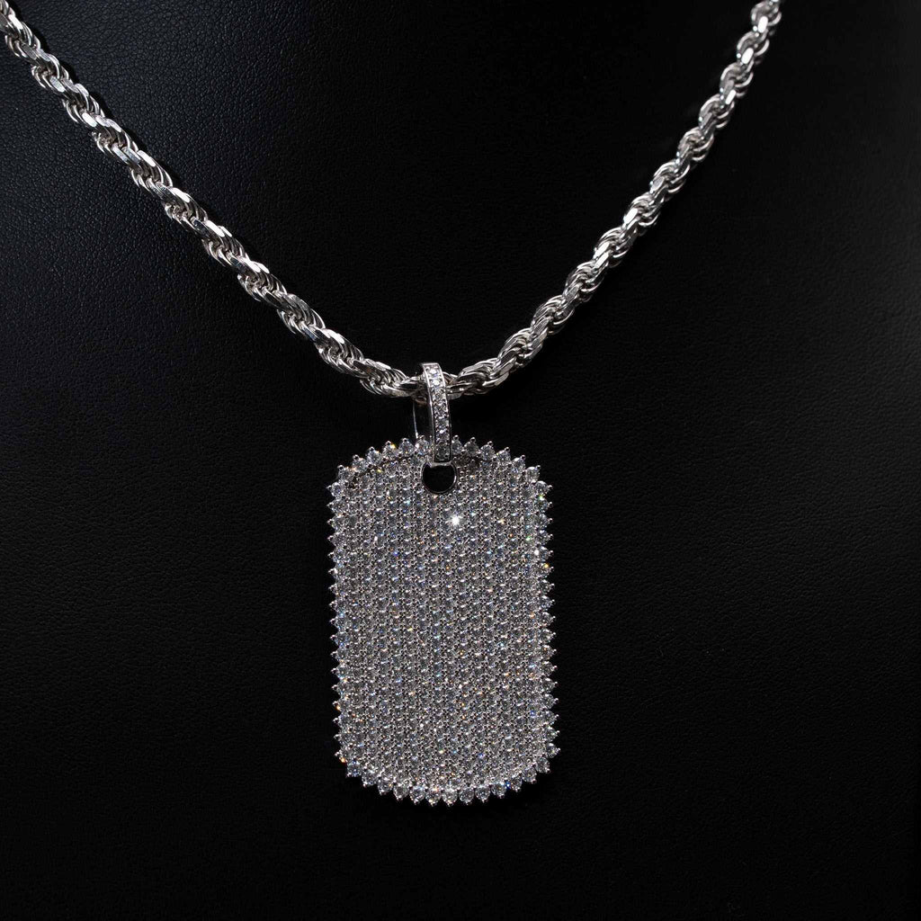 Moissanite Dog Tag Pendant – Iced Out 925 Sterling Silver Jewelry