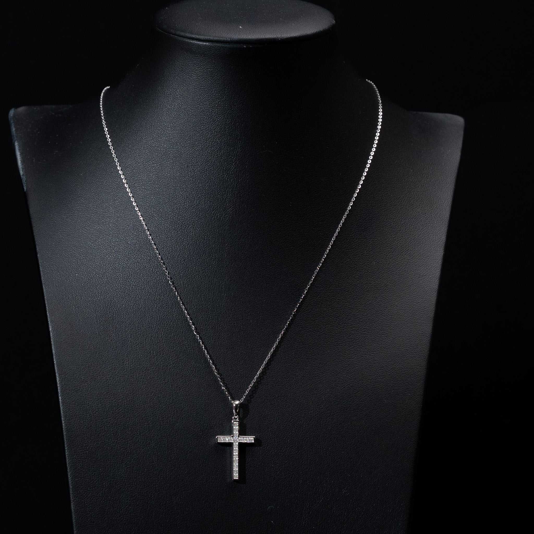 Moissanite Cross Princess Cut Necklace for Women – 925 Sterling Silver