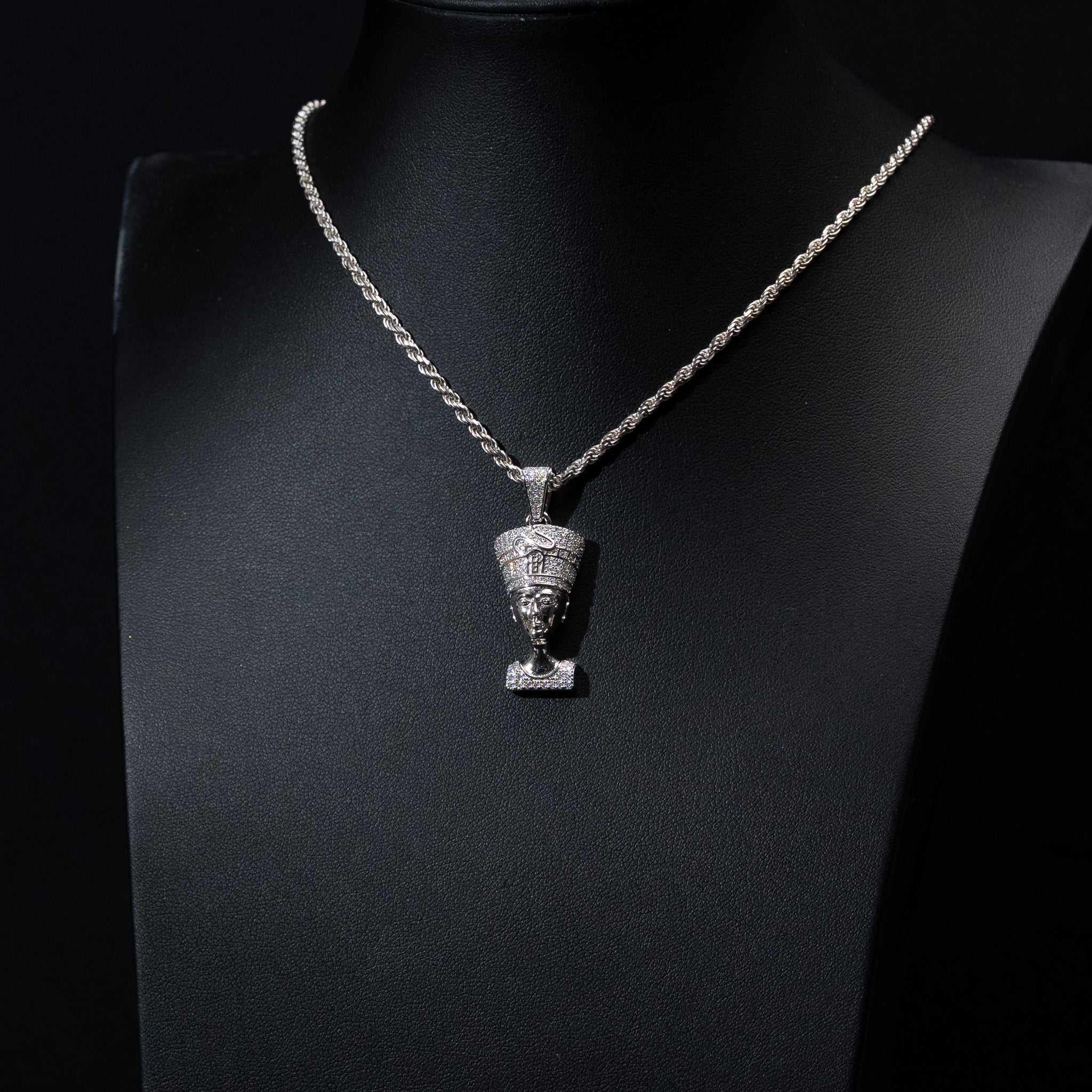 Nefertiti Pendant Moissanite 925 Sterling Silver Egyptian Queen