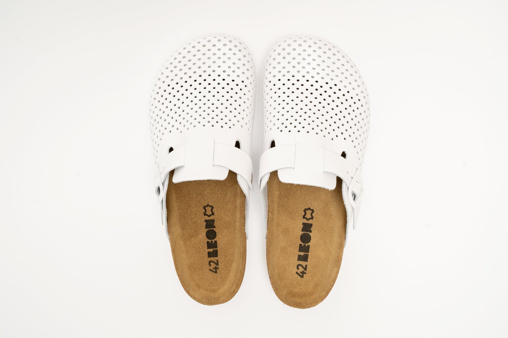 Bjorn by LEON- Men’s Leather Clogs – Breathable Perforated Slip-On Shoes with Cork Style Footbed