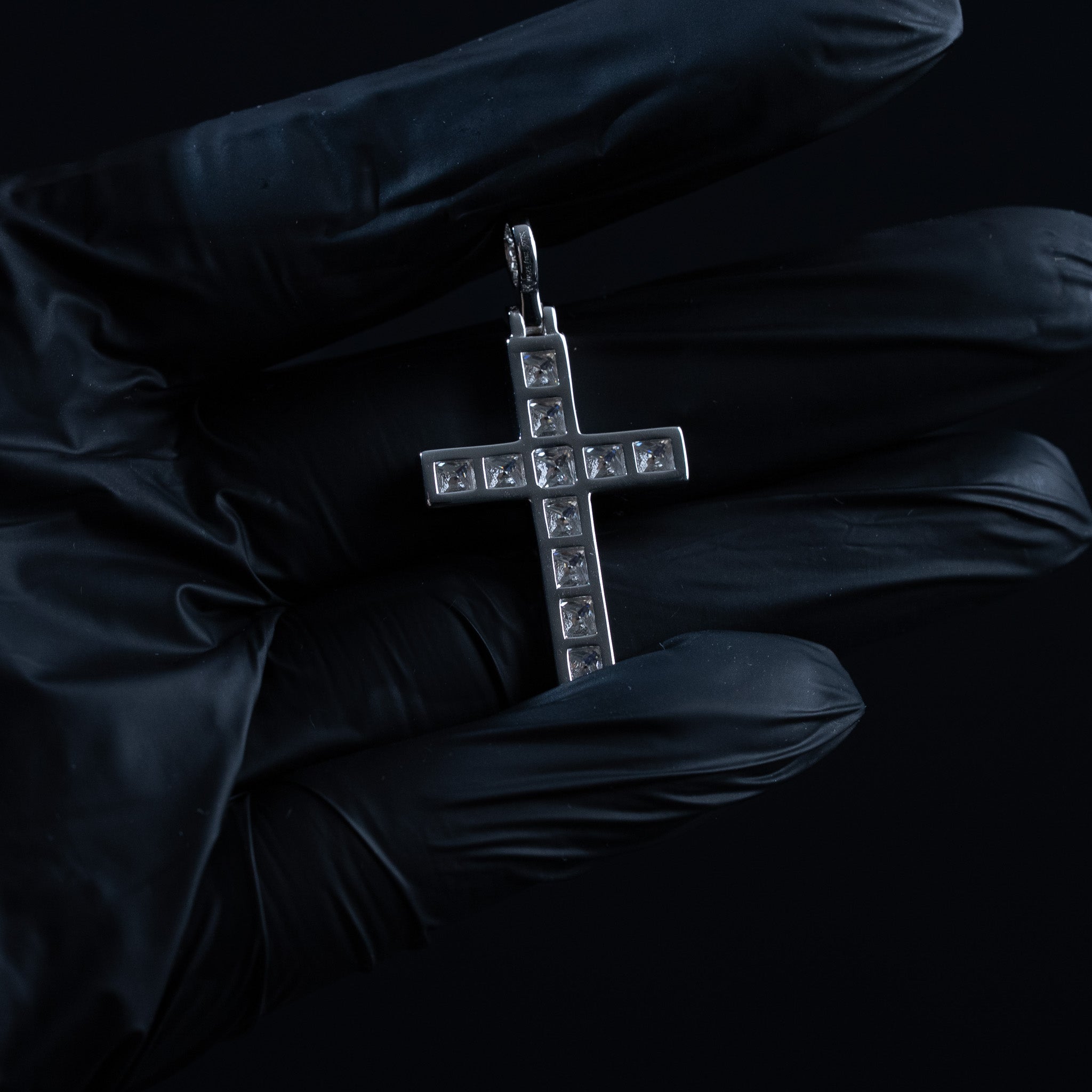 Moissanite 4.6 TCW Princess Cut Tennis Cross Pendant